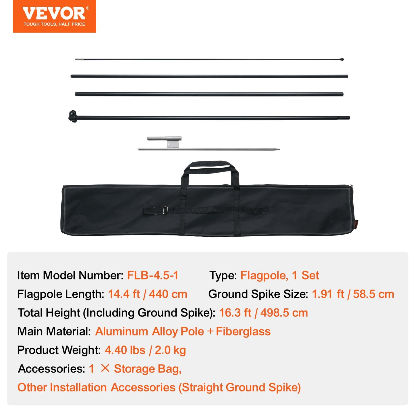 VEVOR Feather Flag Pole Kit, Swooper Flag Pole Set 16.3 ft, Sign Flag Poles(Flag Not Included),-$35