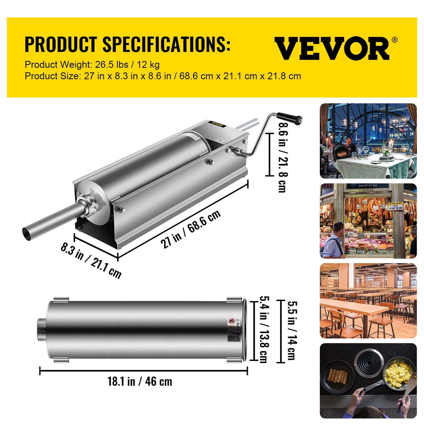 VEVOR Manual Sausage Stuffer, 7 L / 15 LBS Horizontal Sausage Machine, Dual-Speed Meat Stuffer,-$115