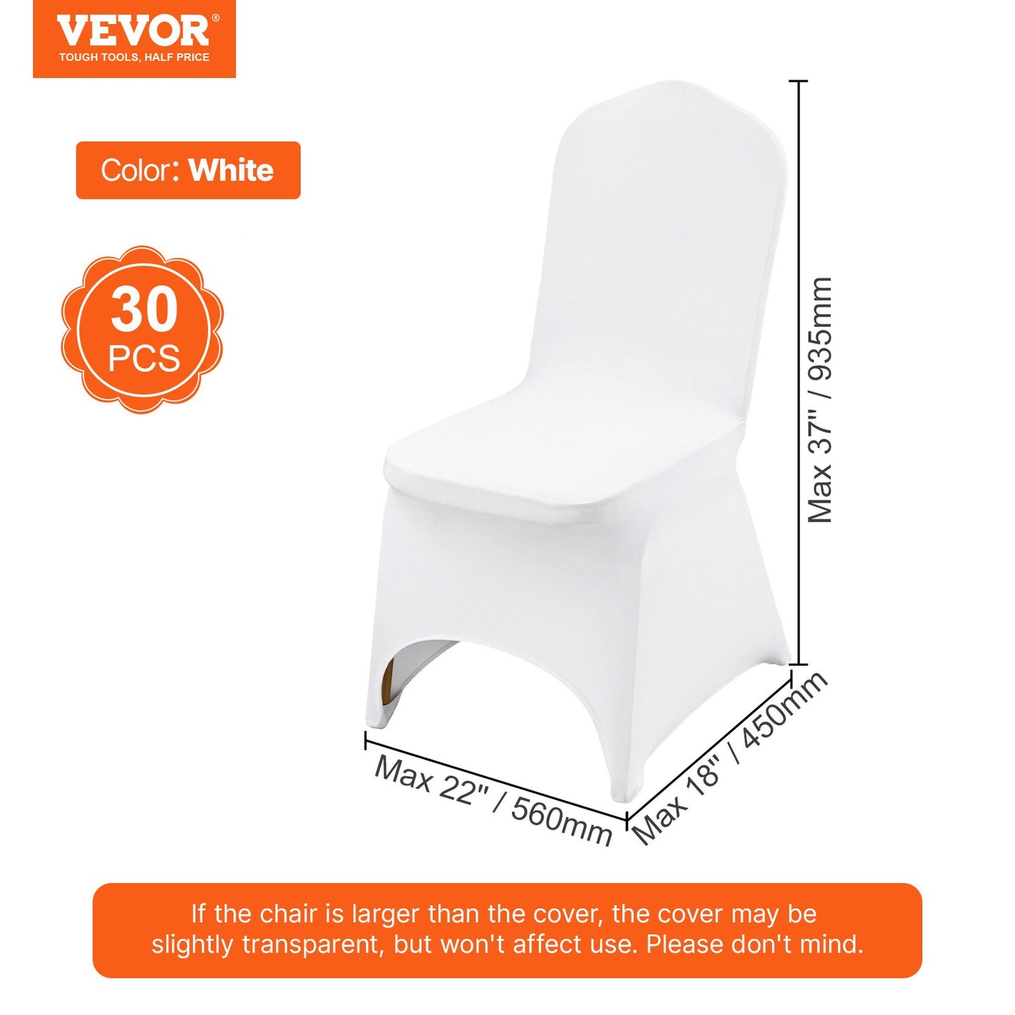 VEVOR Stretch Spandex Folding Chair Covers, Universal Fitted Chair Cover, Removable(30PCS White)-$45