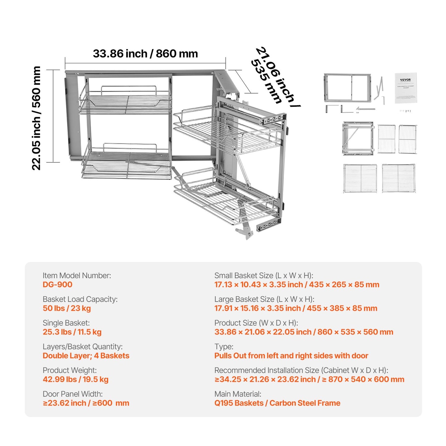 VEVOR 18"W Opening Blind Corner Pull Out Organizer, 2 Tier 4 Shelf Kitchen Cabinet Organizer,-$180