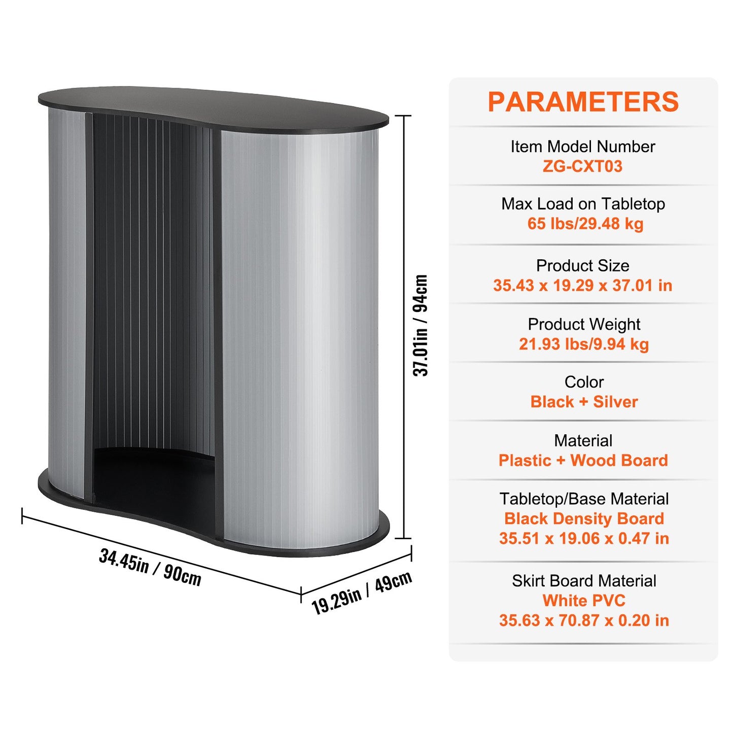VEVOR Portable Tradeshow Podium Table, 35.43" x 19.29" x 37.01", Display Exhibition Counter Stand,-$80