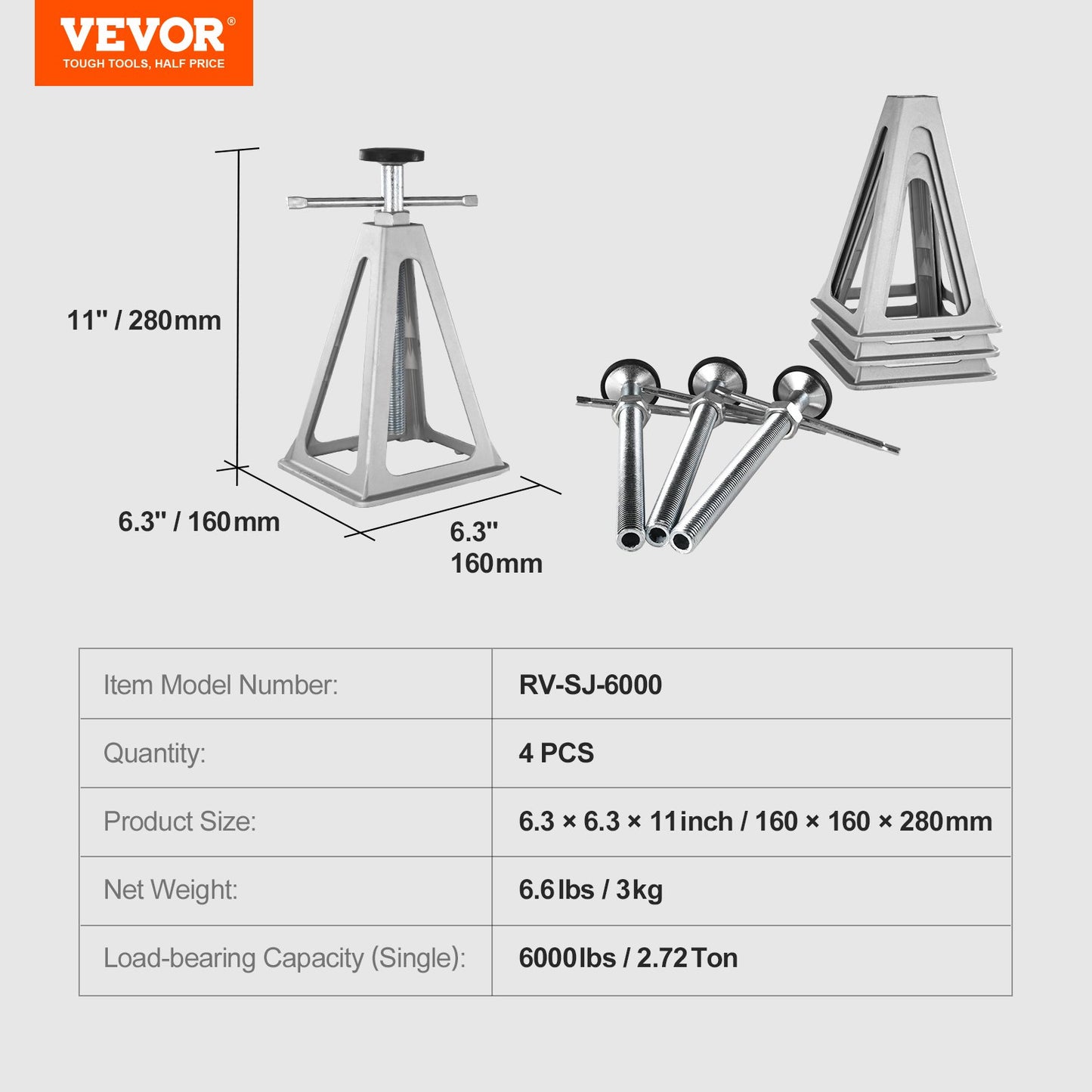 VEVOR RV Stabilizer Jacks, 4 Pack Aluminum RV Leveling Jacks for RV Travel Trailer Camper, -$30