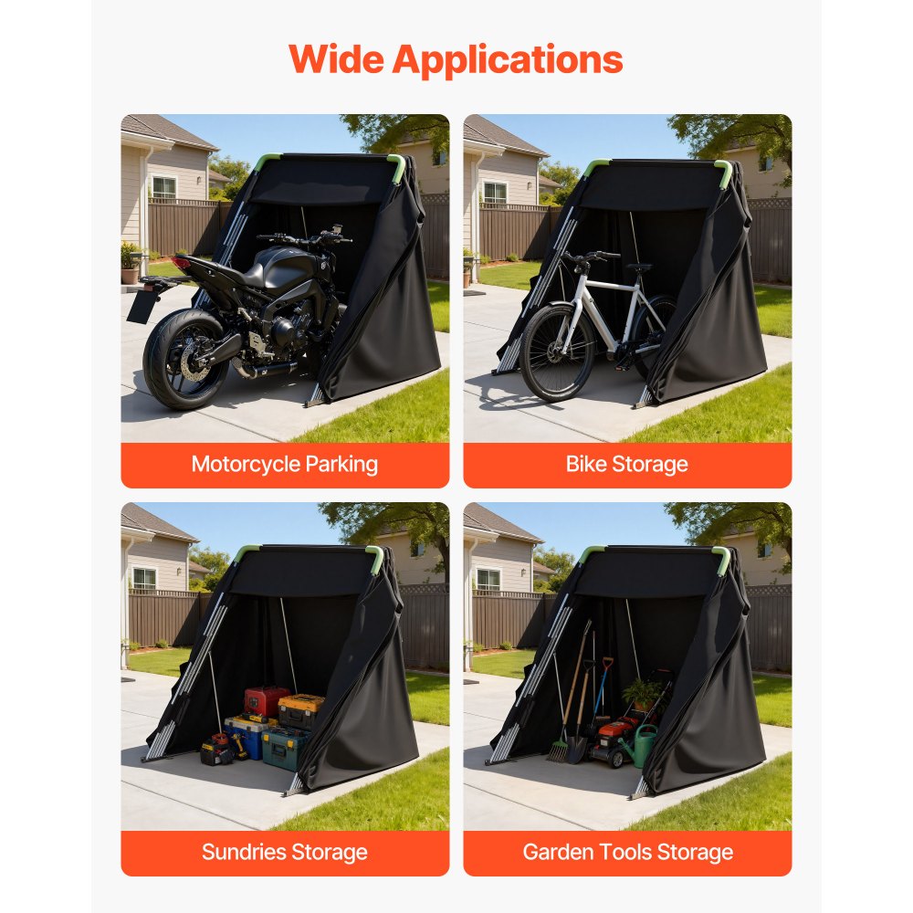 VEVOR Motorcycle Storage Shelter with Security Lock, 600D Oxford Flip-Up Garage Tent,-$105