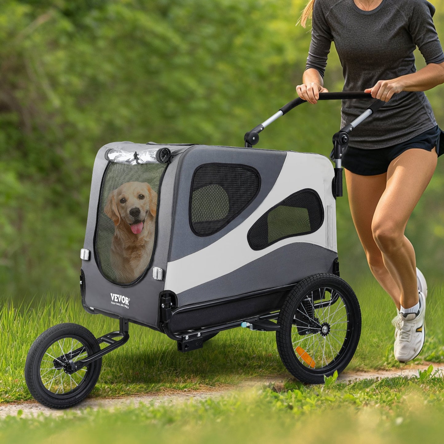 VEVOR Dog Bike Trailer, Supports up to 100 lbs, 2-in-1 Pet Stroller Cart Bicycle Carrier, Easy Folding,-$180