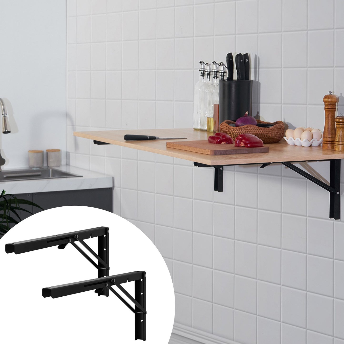 VEVOR Shelf Bracket Foldable, 24” L 2 Pcs , Heavy Duty Floating Shelf Brackets, Brackets for Shelves,-$18