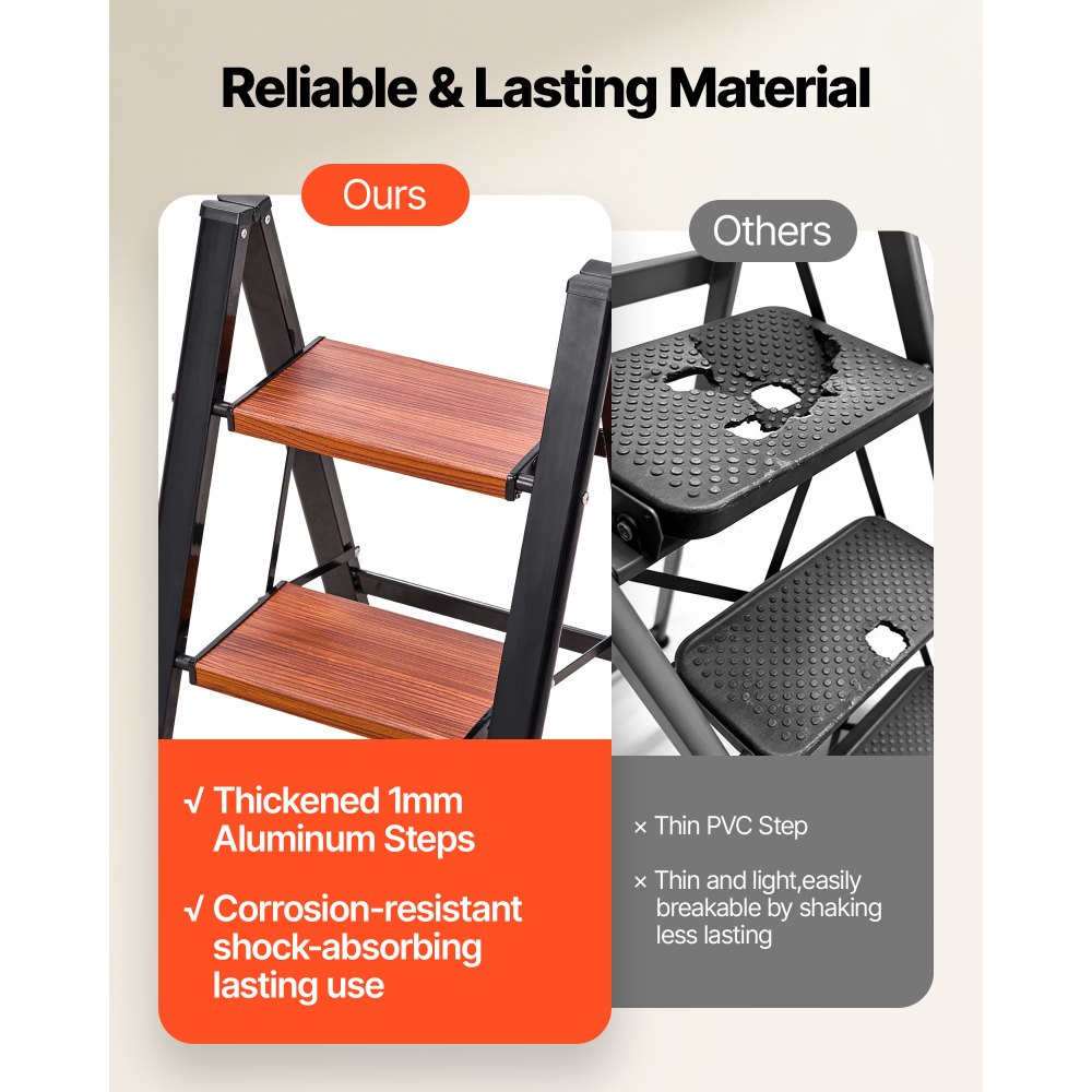 VEVOR 2 Step Ladder, Folding Step Stool with Wide Anti-Slip Pedal and Comfort Handgrip,-$30