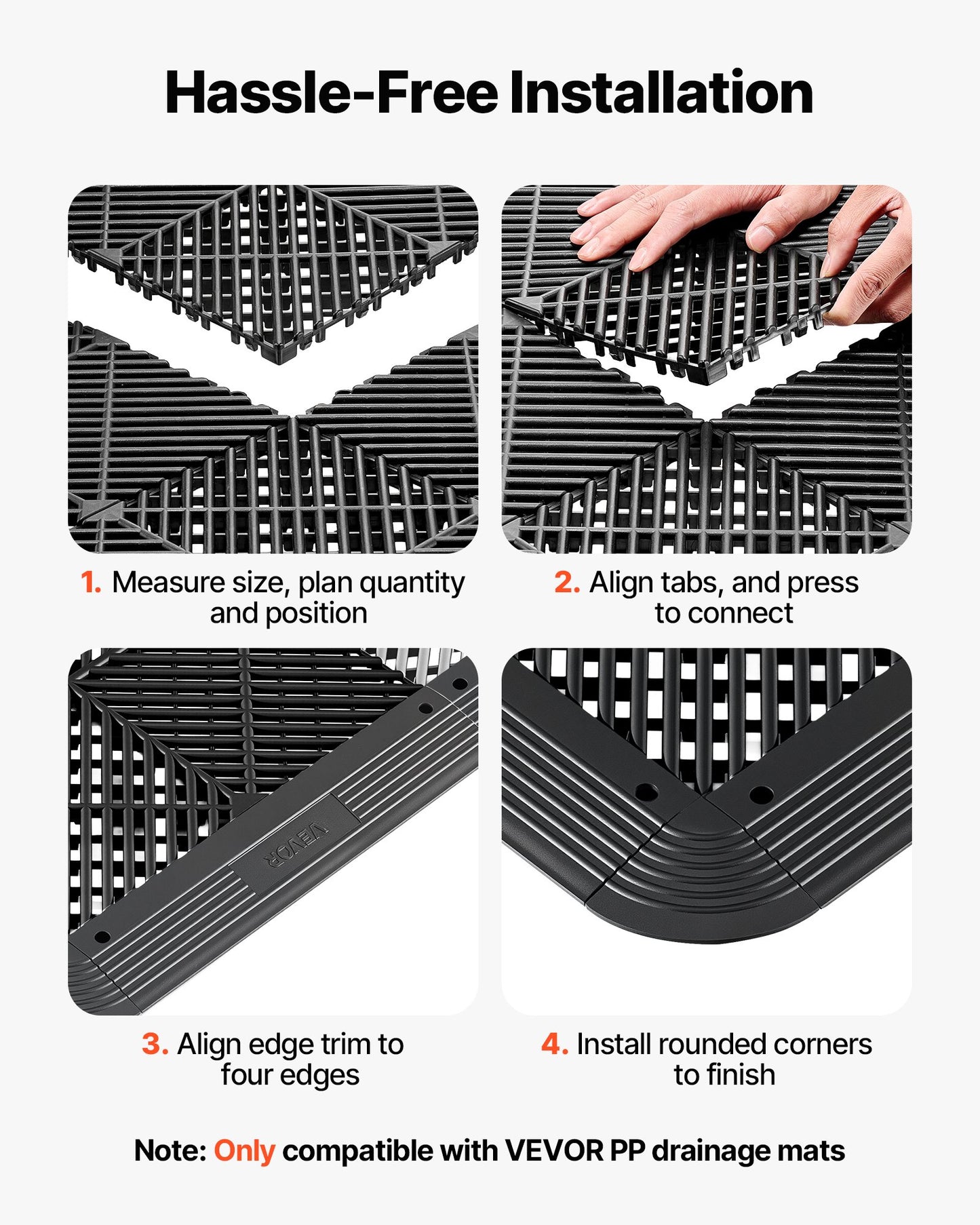 VEVOR Transition Edge Kit, 11-Piece, Durable PP Interlocking Modular Garage Floor Edging,-$15