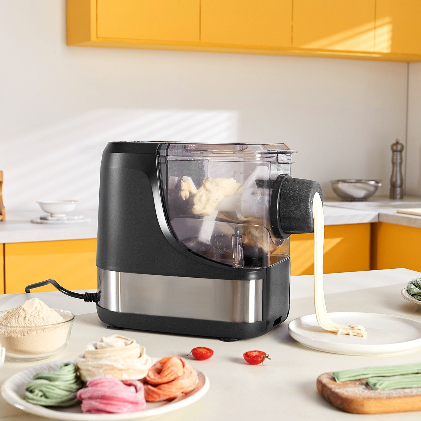 VEVOR Electric Pasta Maker, 150W Automatic Noodle Maker Machine with 8 Pasta Shapes,-$70