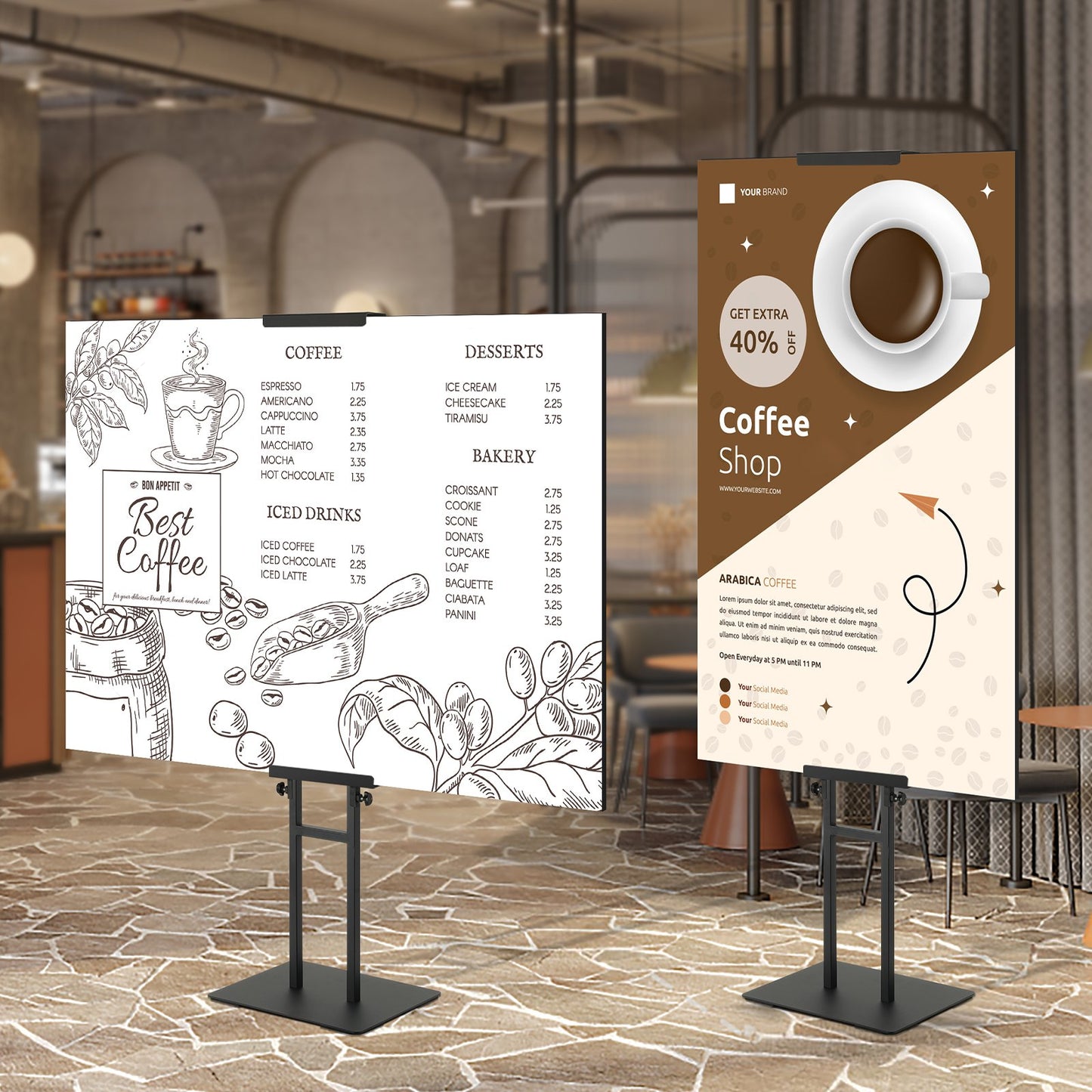 VEVOR Poster Stand, Adjustable Height Up to 75", Double-Sided Heavy Duty Pedestal Sign Holder,-$25