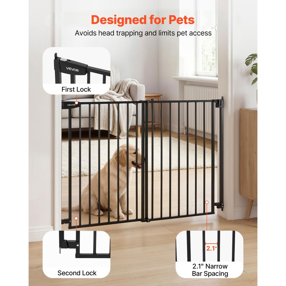 VEVOR Gate for Stairs, 31-48 in Adjustable Width, 30 in High Dog Gate, No Bottom Bar,-$55