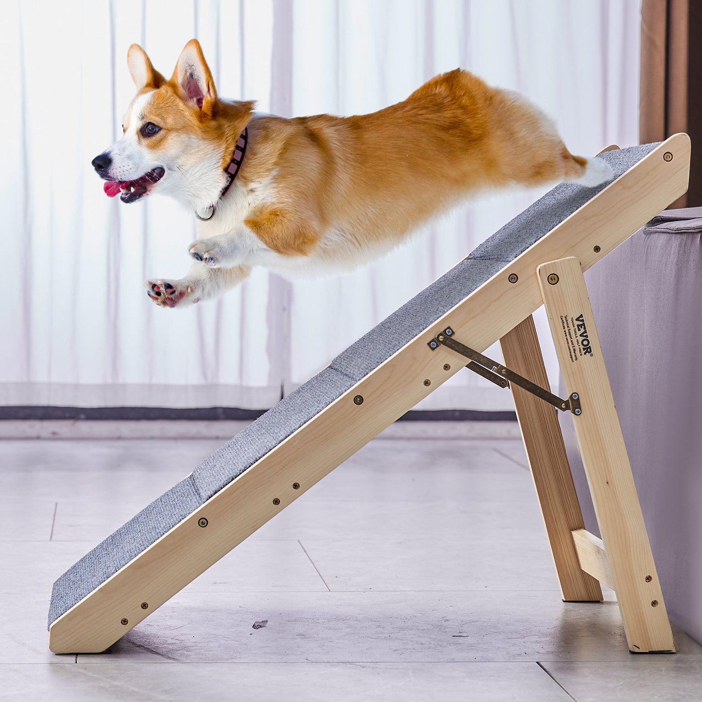 VEVOR Wood Pet Stairs/Pet Steps, 2-in-1 Foldable Wooden Dog Stair for Beds, Sofa and Cars,-$70