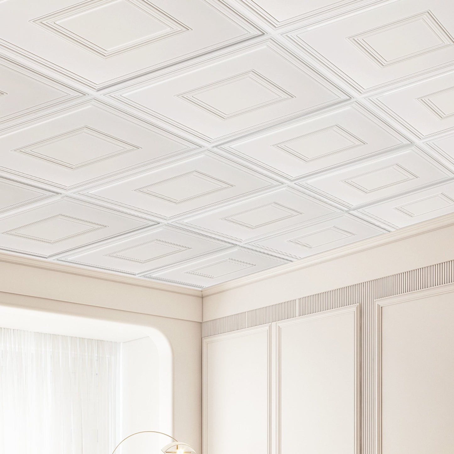 VEVOR Ceiling Tiles, 12-Pack 24 x 24 in, Drop Ceiling Tiles Premium PVC Sheet, Easy Installation,-$45