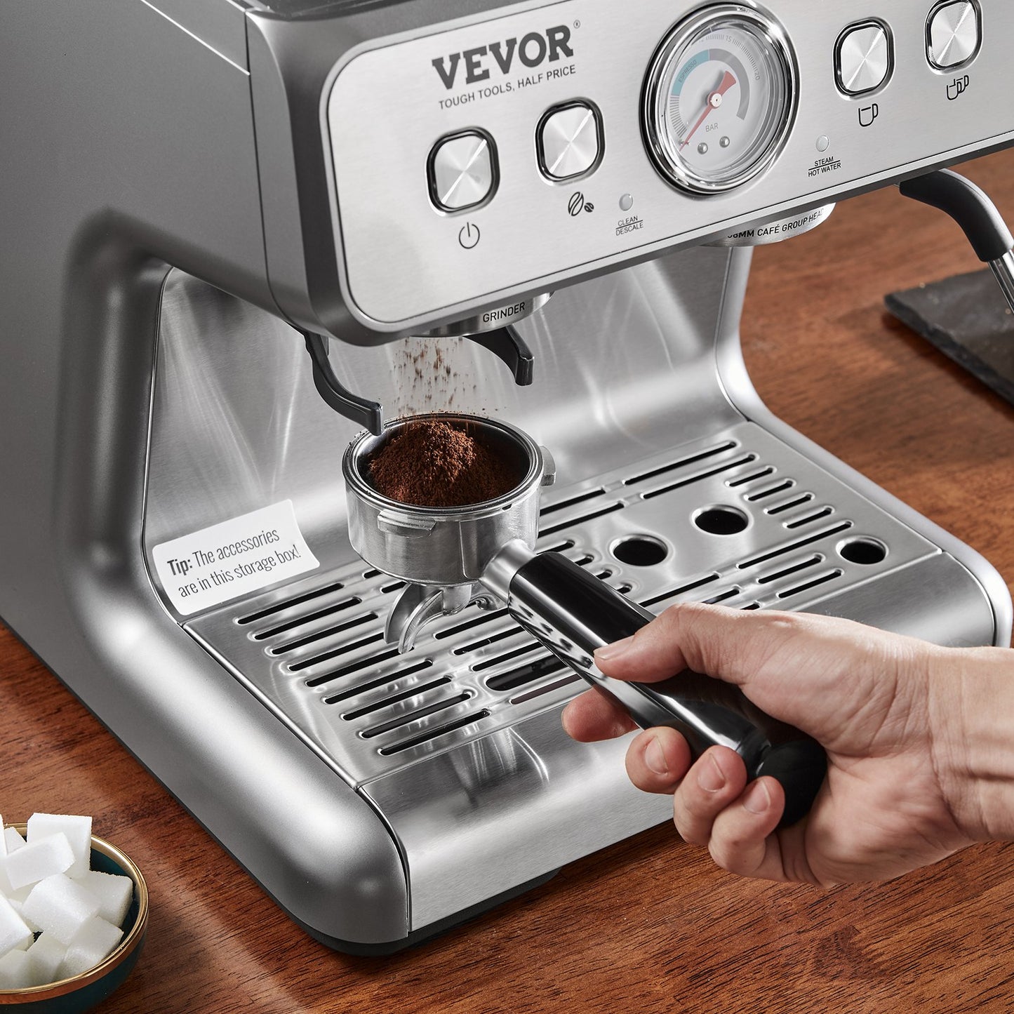 VEVOR Espresso Machine with Grinder, 15 Bar Semi Automatic Espresso Coffee Maker,-$270