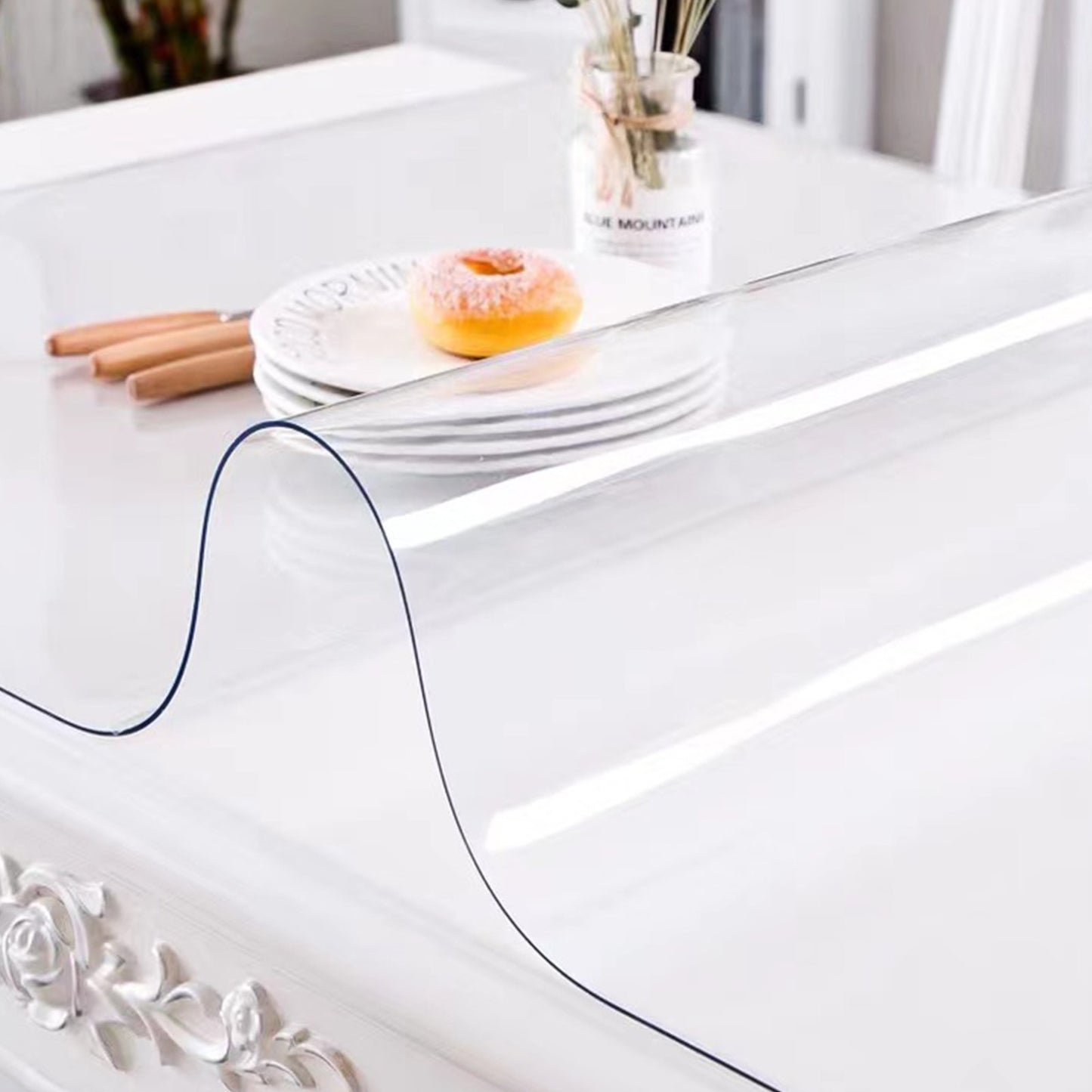 VEVOR Plastic Table Cover 42 x 78 Inch, 2 mm Thick Clear Table Protector, Rectangle Clear Desk Mat,-$35