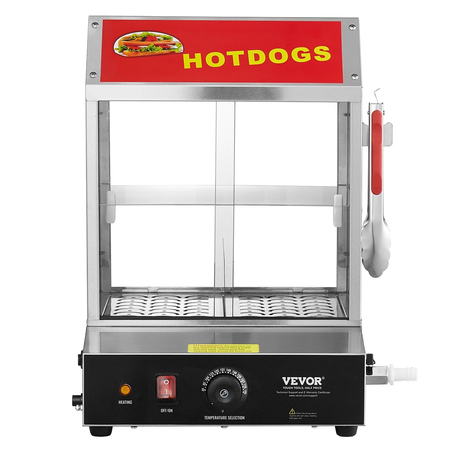 VEVOR Hot Dog Steamer, 28.5QT, 2-Tier Hot Dog Hut Steamer, 86℉~185℉ Temperature Control,-$185