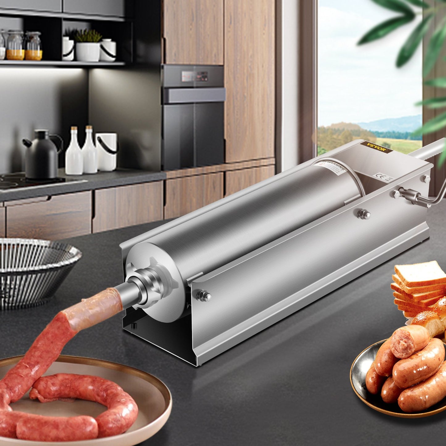 VEVOR Manual Sausage Stuffer, 7 L / 15 LBS Horizontal Sausage Machine, Dual-Speed Meat Stuffer,-$115