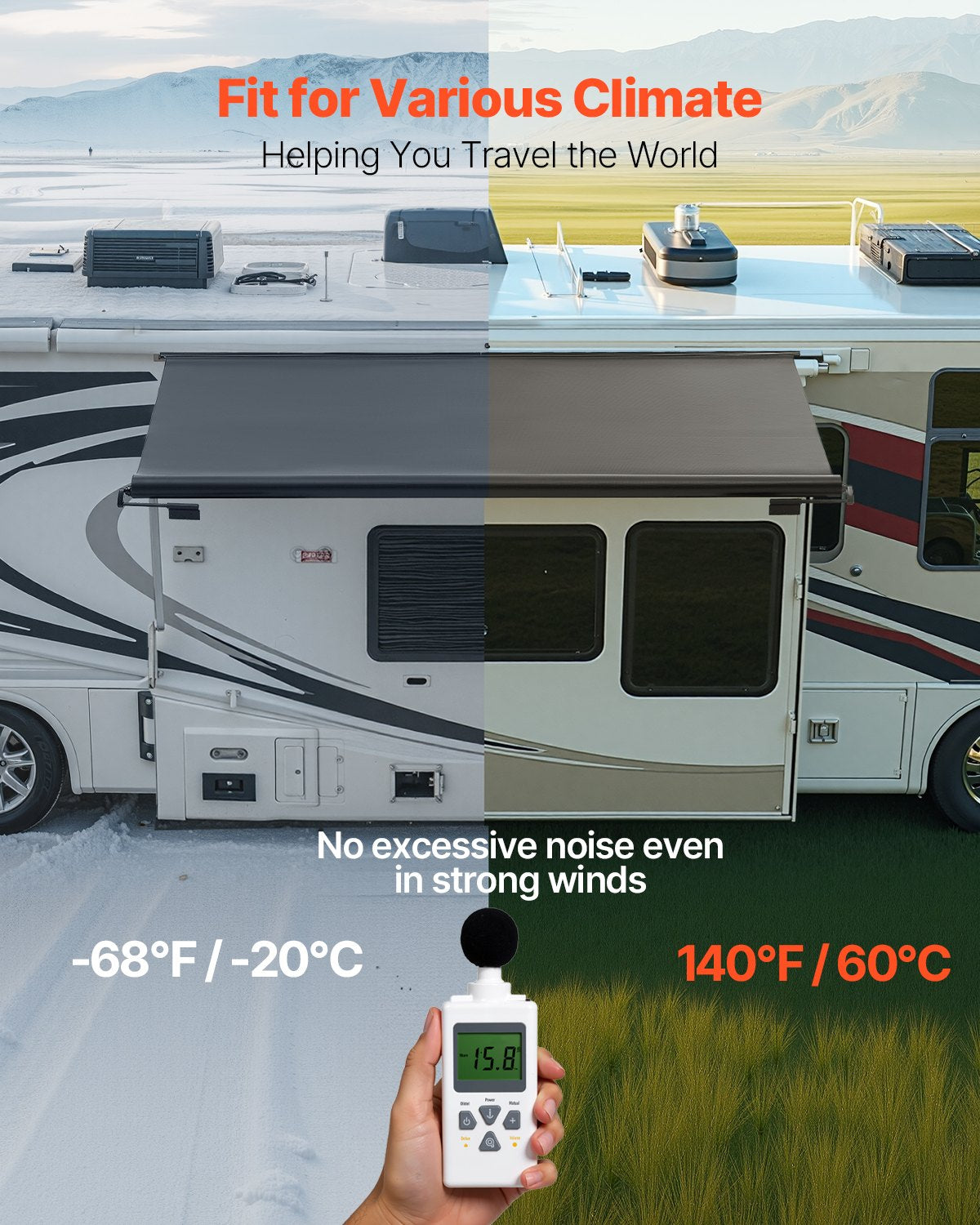 VEVOR RV Slide Out Awning, 7'7" (7'1"), Weatherproof Awning for RV Slide Out with Thicker Bracket,-$180