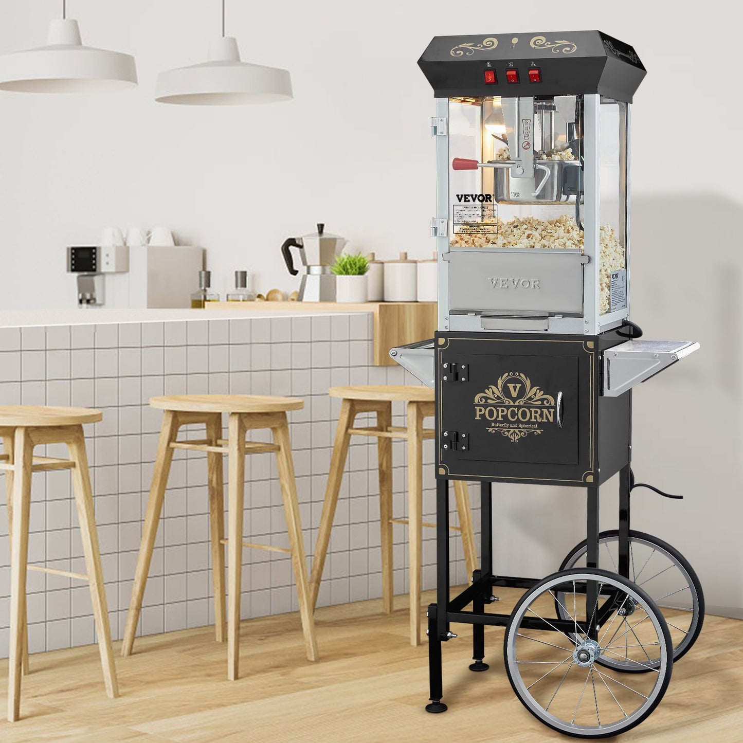 VEVOR Popcorn Maker with Cart, 850W Popcorn Popper Machine, 8 Oz Kettle Makes 48 Cups,-$210