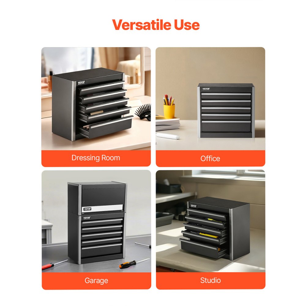 VEVOR Metal Tool Box, 8.6-inch, Portable Metal Tool Box with 5 Drawers, Small Tool Chest with EVA,-$30