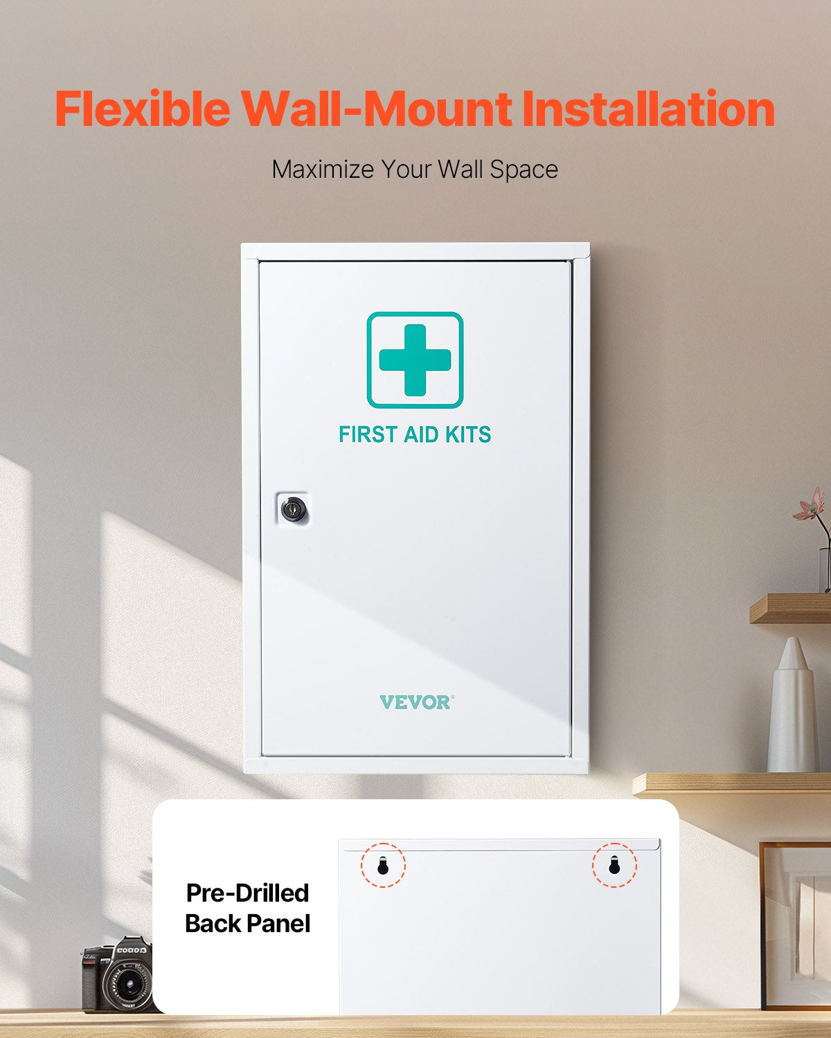 VEVOR 3-Shelf First Aid Cabinet, 1000 Pieces, Large Capacity First Aid Kit, Wall Mounted Cabinet,-$70