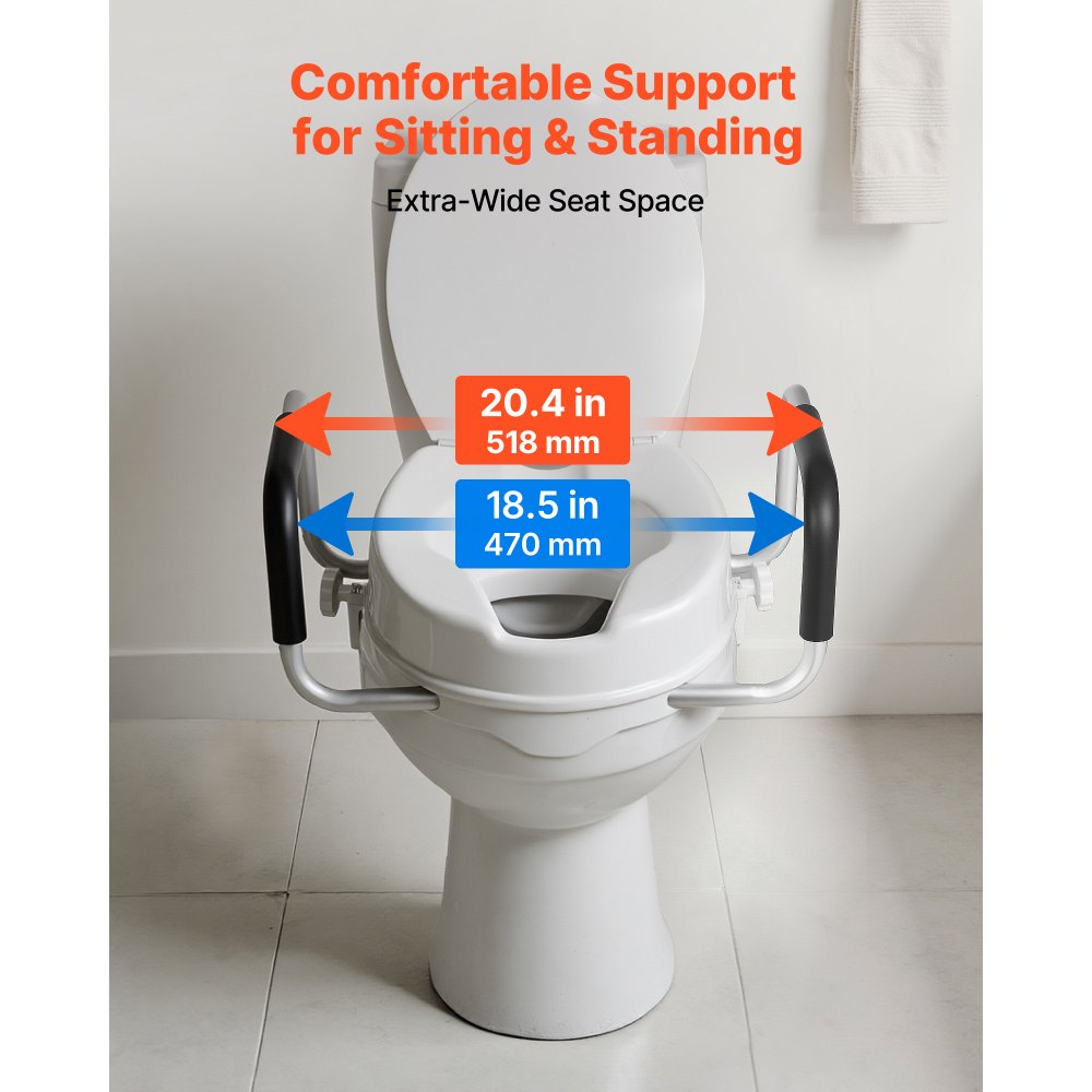 VEVOR Raised Toilet Seat with Arms, 300 lbs Load Capacity, 4-Inch Lift Height, Widened Commode,-$45