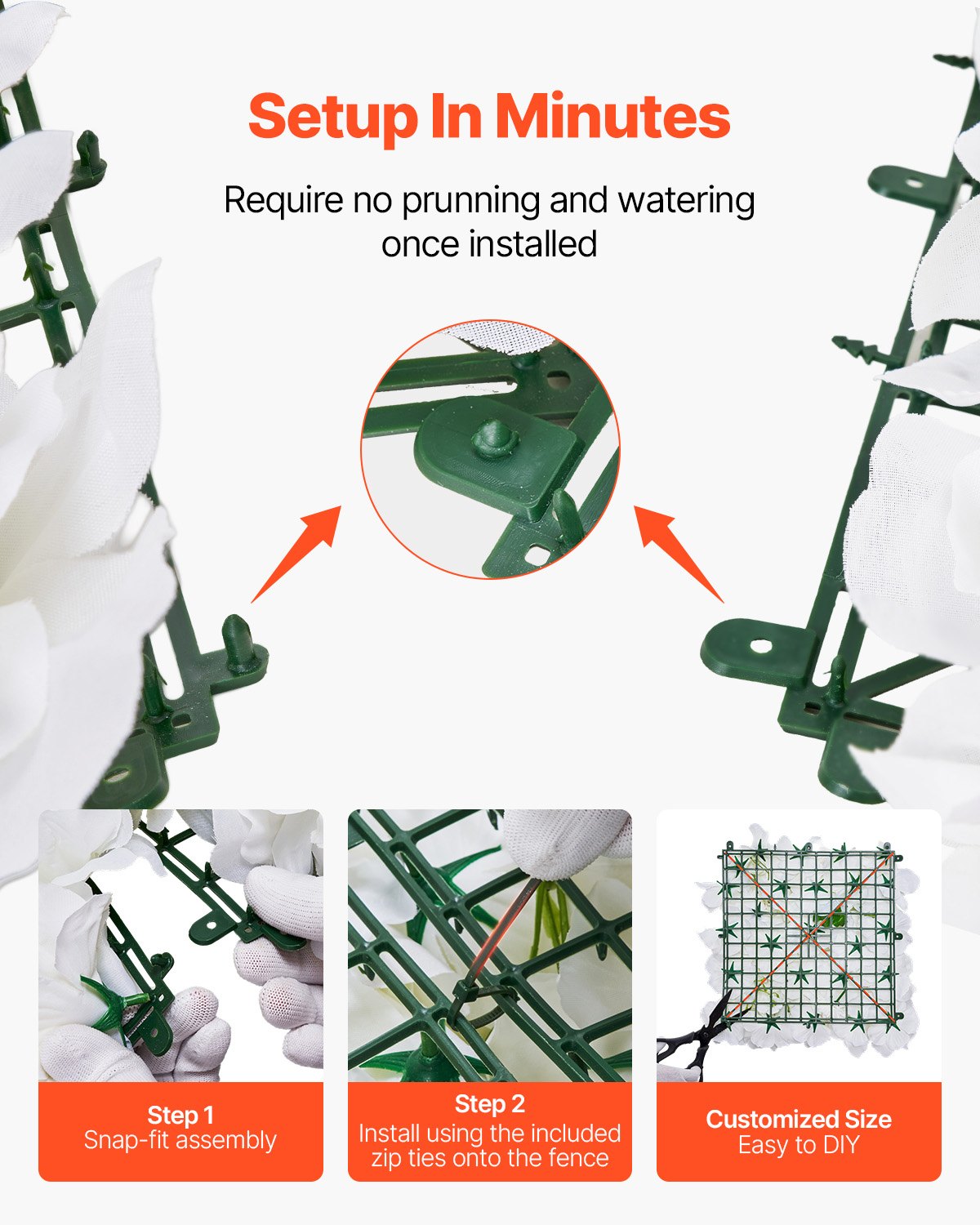 VEVOR 3D Flower Wall Panel, 24 PCS 15 x 15 inch, Artificial Floral Wall Background Mesh Backing Mat,-$95