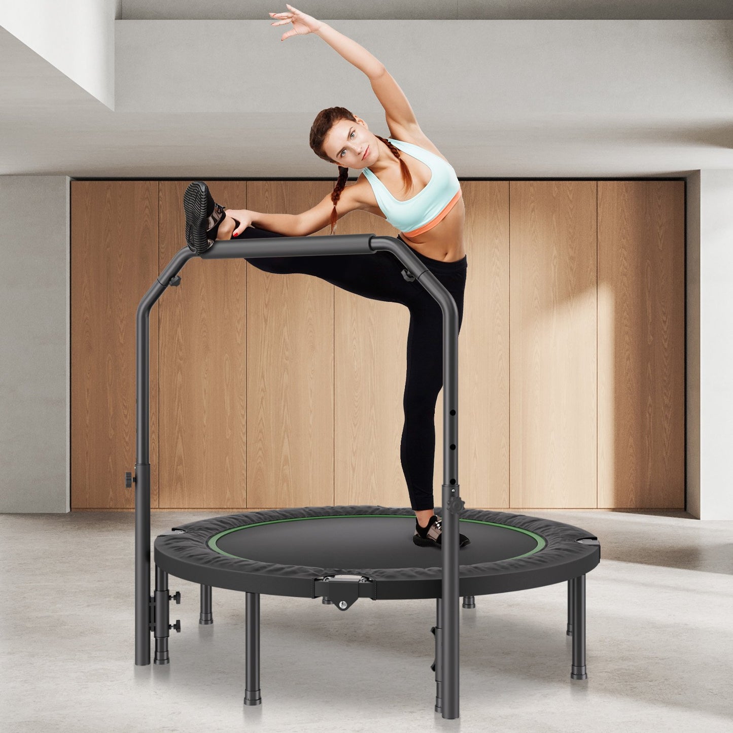 VEVOR Foldable Mini Trampoline, 52 Inch Fitness Rebounder, Max Load 450lbs Exercise Trampoline,-$70