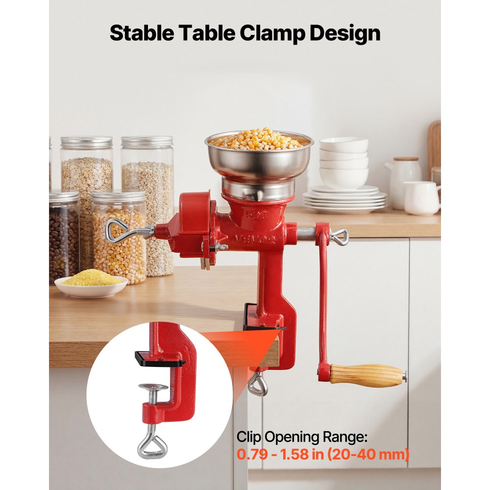 VEVOR Manual Grain Mill with Low Hopper, Hand-Crank Corn Grinder, Heavy Duty Cast Iron Wheat,-$30