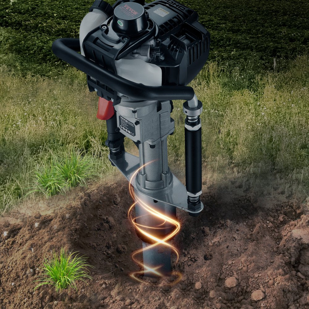 VEVOR 37.77cc Gas-Powered T Post Driver, 4-Stroke Engine Gasoline Fence Piling Pounder, with 3 Post Driving Head