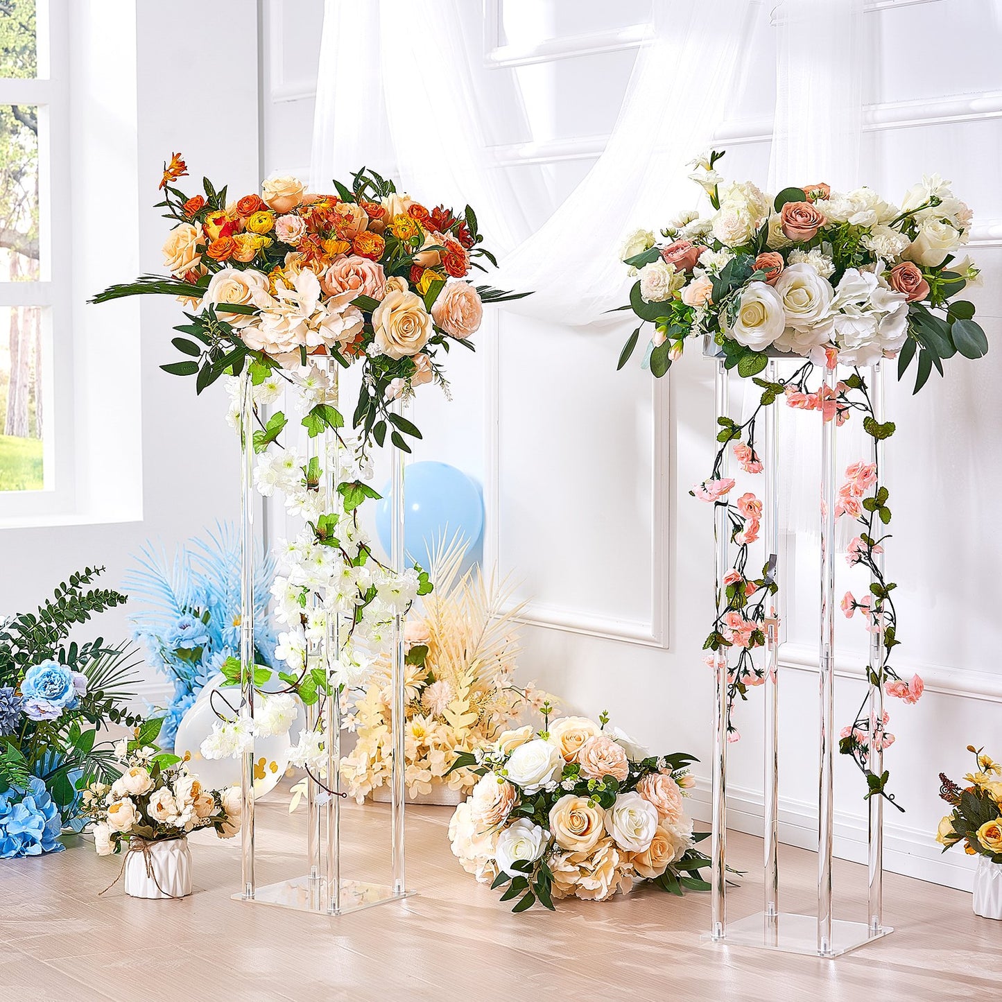 VEVOR 10PCS 23.6inch/60cm High Wedding Flower Stand, With Acrylic Laminate,Acrylic Vase Column,-$95