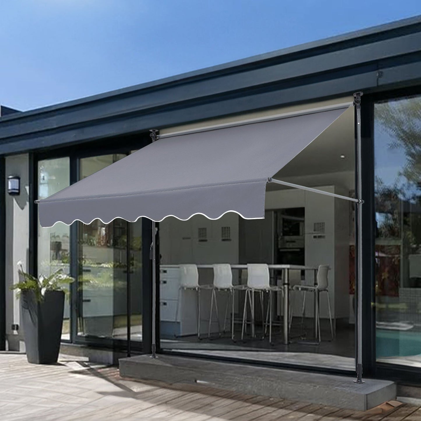 VEVOR Manual Retractable Awning, 78" Outdoor Retractable Patio Awning Sunshade Shelter, Adjustable Door,-$65