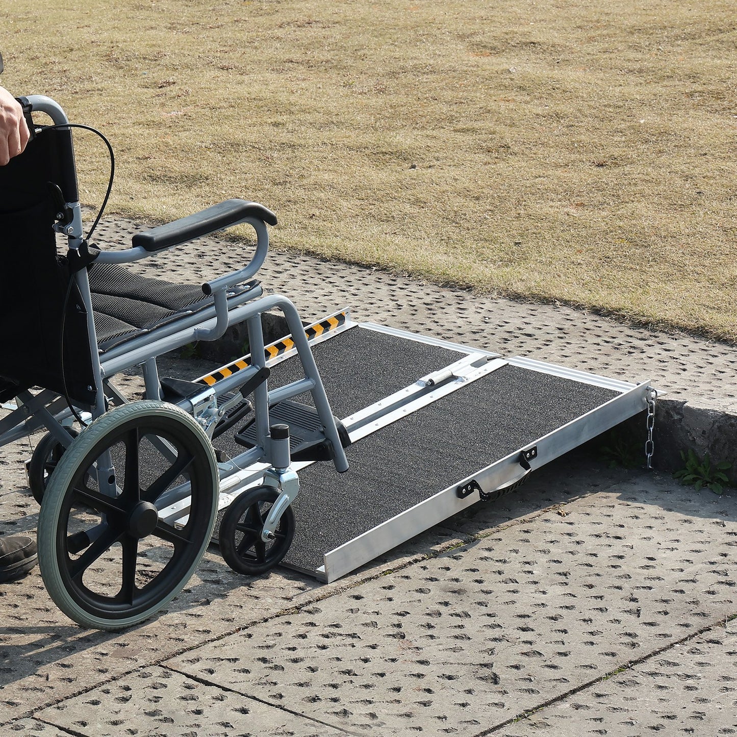 VEVOR Portable Wheelchair Ramp, 3 ft 800 lbs Capacity, Non-Slip Aluminum Folding Threshold Ramp,-$70