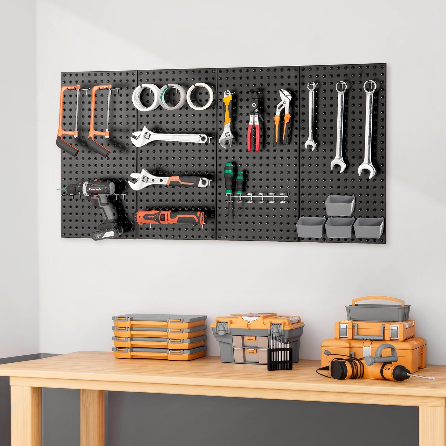 VEVOR Metal Pegboard Panels, 24" x 12" Pegboard, 4 Panels, Heavy Duty Peg Board Wall Organizer,-$55