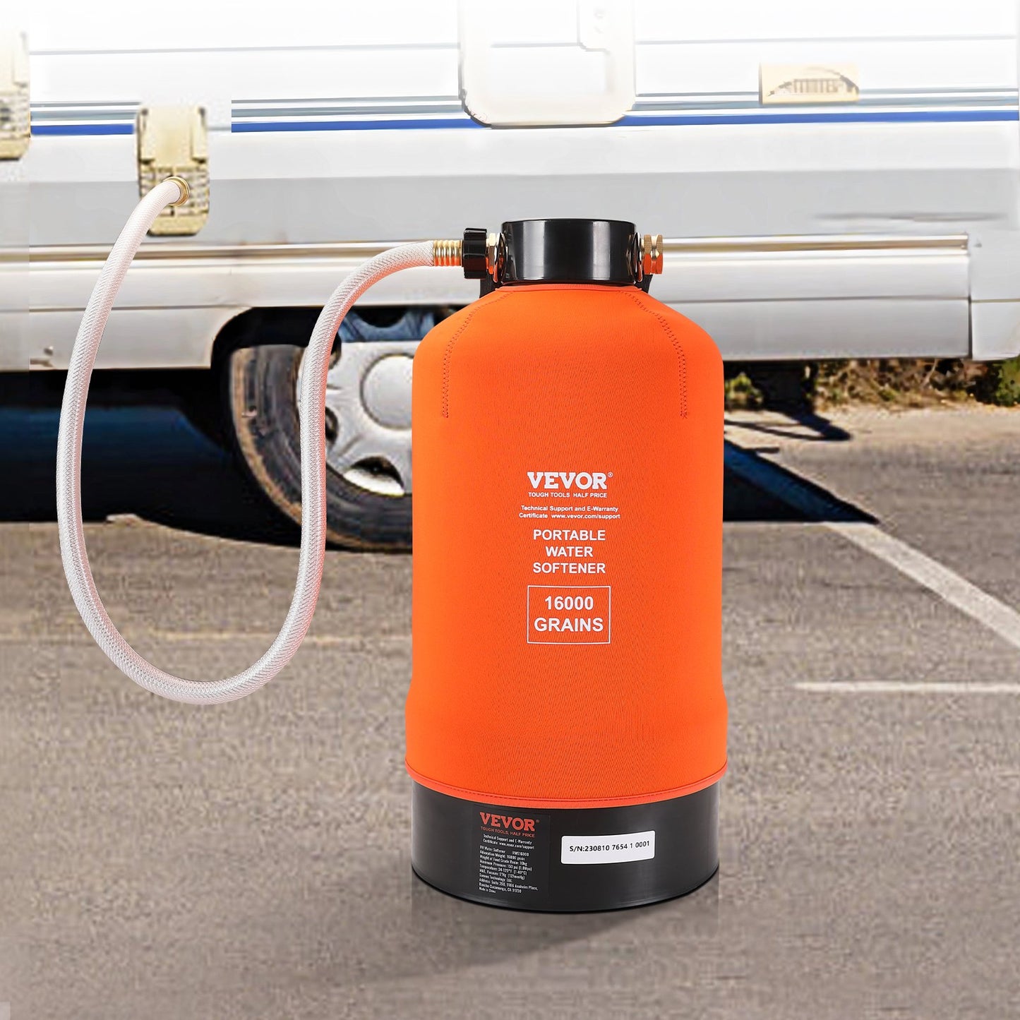 VEVOR RV Water Softener, 16,000 Grain Portable Water Softener, with 3/4" Brass Fittings and 42" Hose,-$125