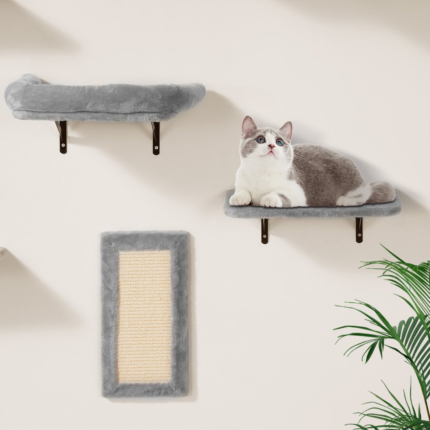VEVOR Wall Mounted Cat Shelves, Cat Wall Shelves and Perches with Jumping Boards, Hammock,-$55
