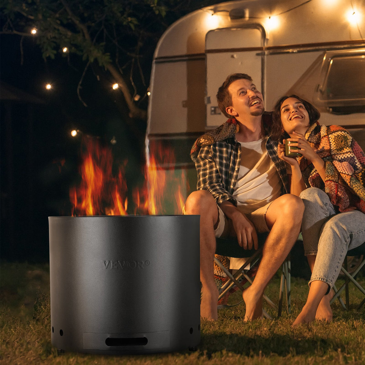 VEVOR Smokeless Fire Pit Stove Bonfire,Wood Burning Fireplaces W/Removable Ash Pan,SUS430 Stainless Steel inner Portable Outdoor Firepit,for Outdoor Patio Camping