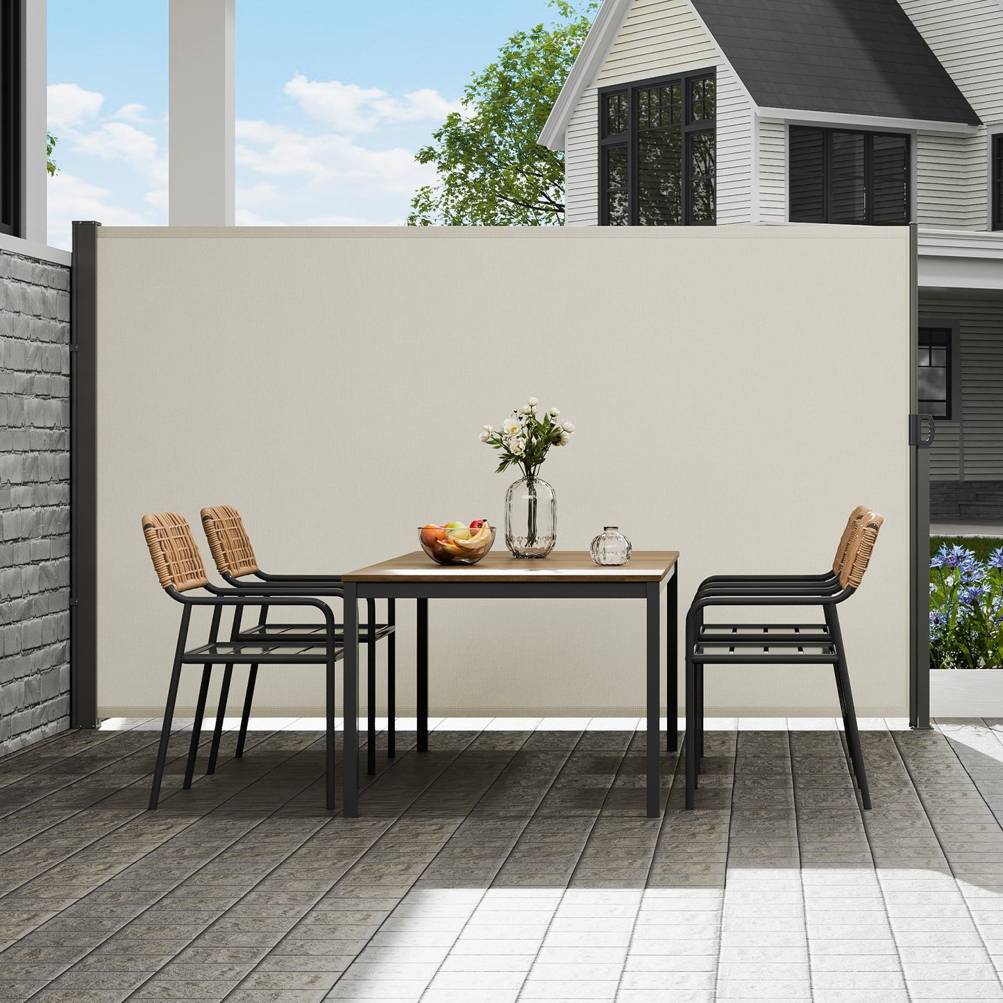 VEVOR Retractable Side Awning, 71''x 138'' Outdoor Privacy Screen, 180g Polyester,-$70