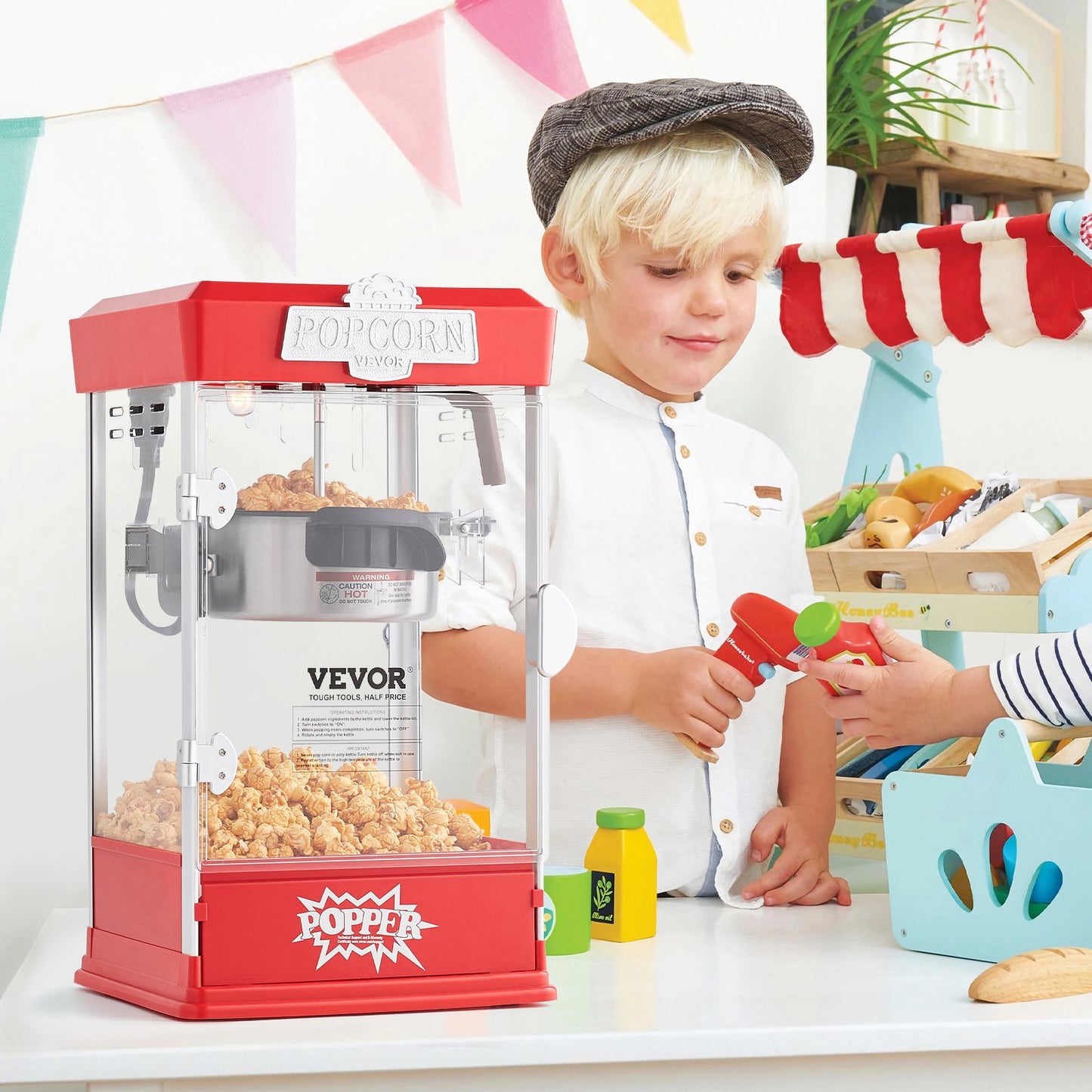 VEVOR Popcorn Maker, 480W Popcorn Popper Machine, 4 Oz Kettle Makes 1.5 Gallon per Batch,-$75
