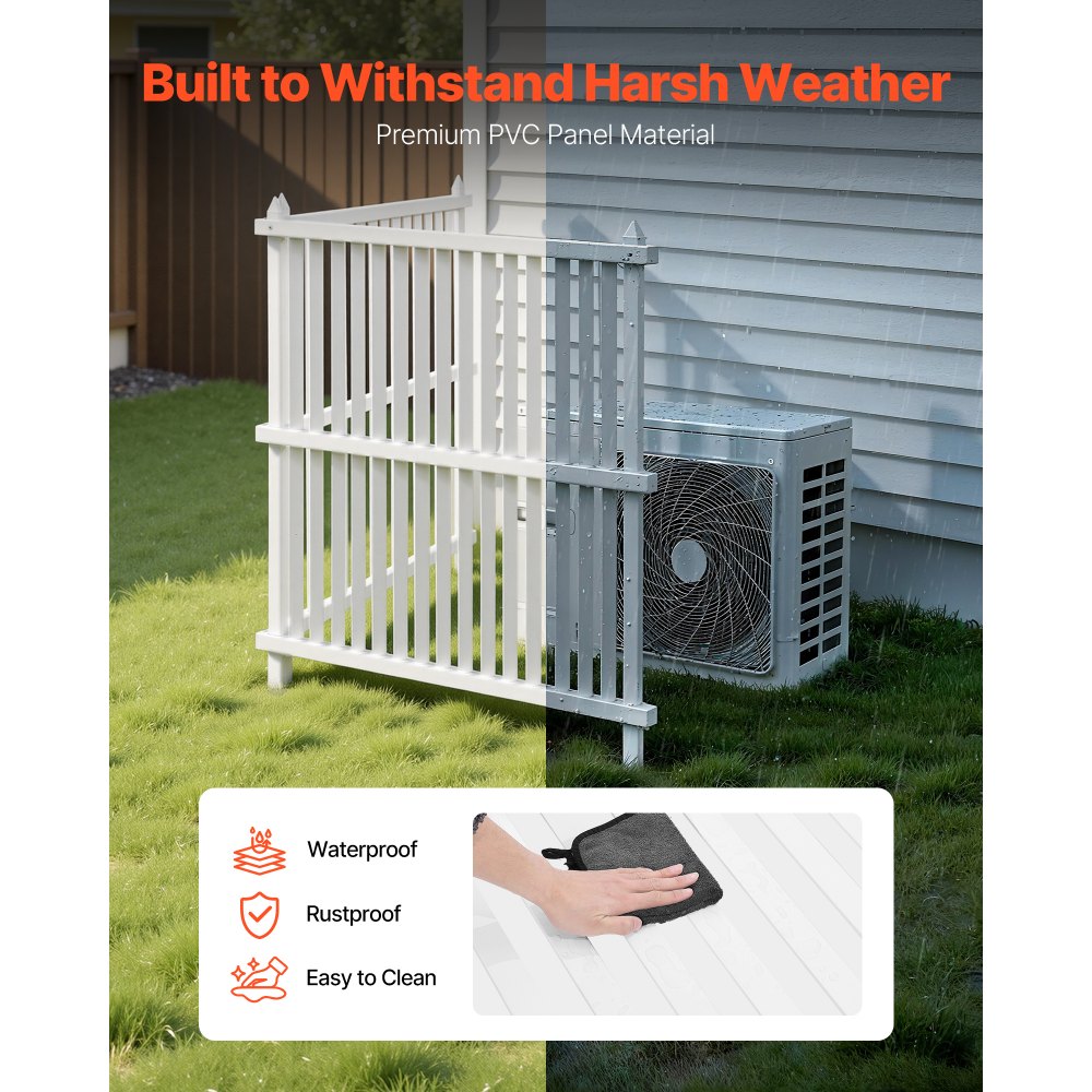VEVOR 2 Panels Vinyl Privacy Screen, 36 x 45 in Outdoor Fence Enclosure with Galvanized Stakes,-$55
