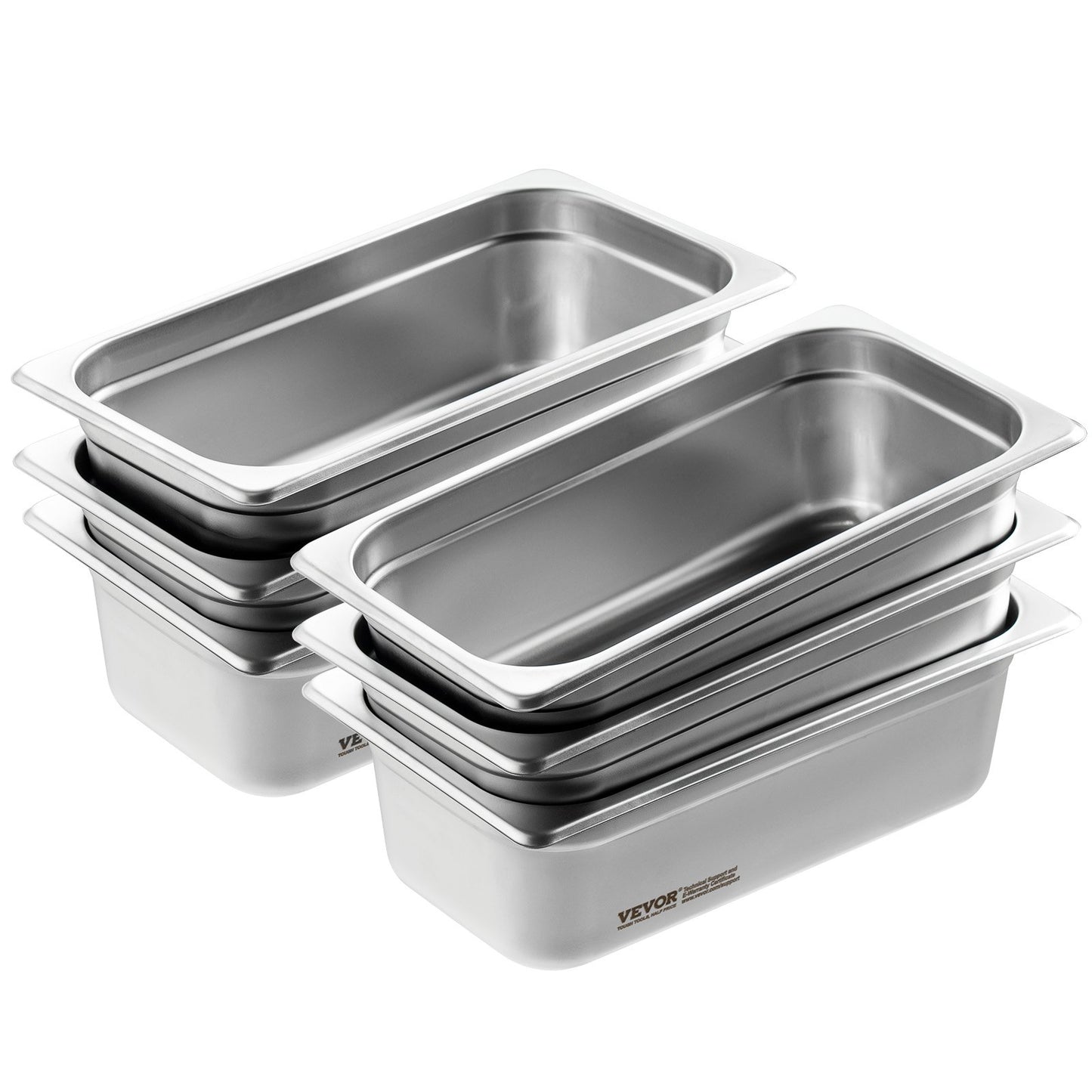 VEVOR 6 Pack Hotel Pans, 1/3 Size Anti-Jam Steam Pan, 0.8mm Thick Restaurant Steam Table Pan,-$35