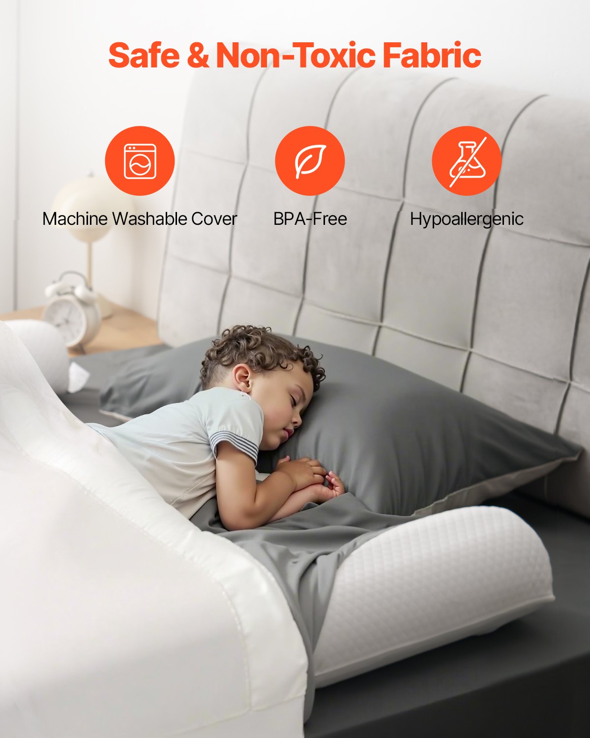 VEVOR Bed Bumper for Toddler, 52-inch Inflatable Bed Guard Rail with Safety Flap, 1-Pack-$10