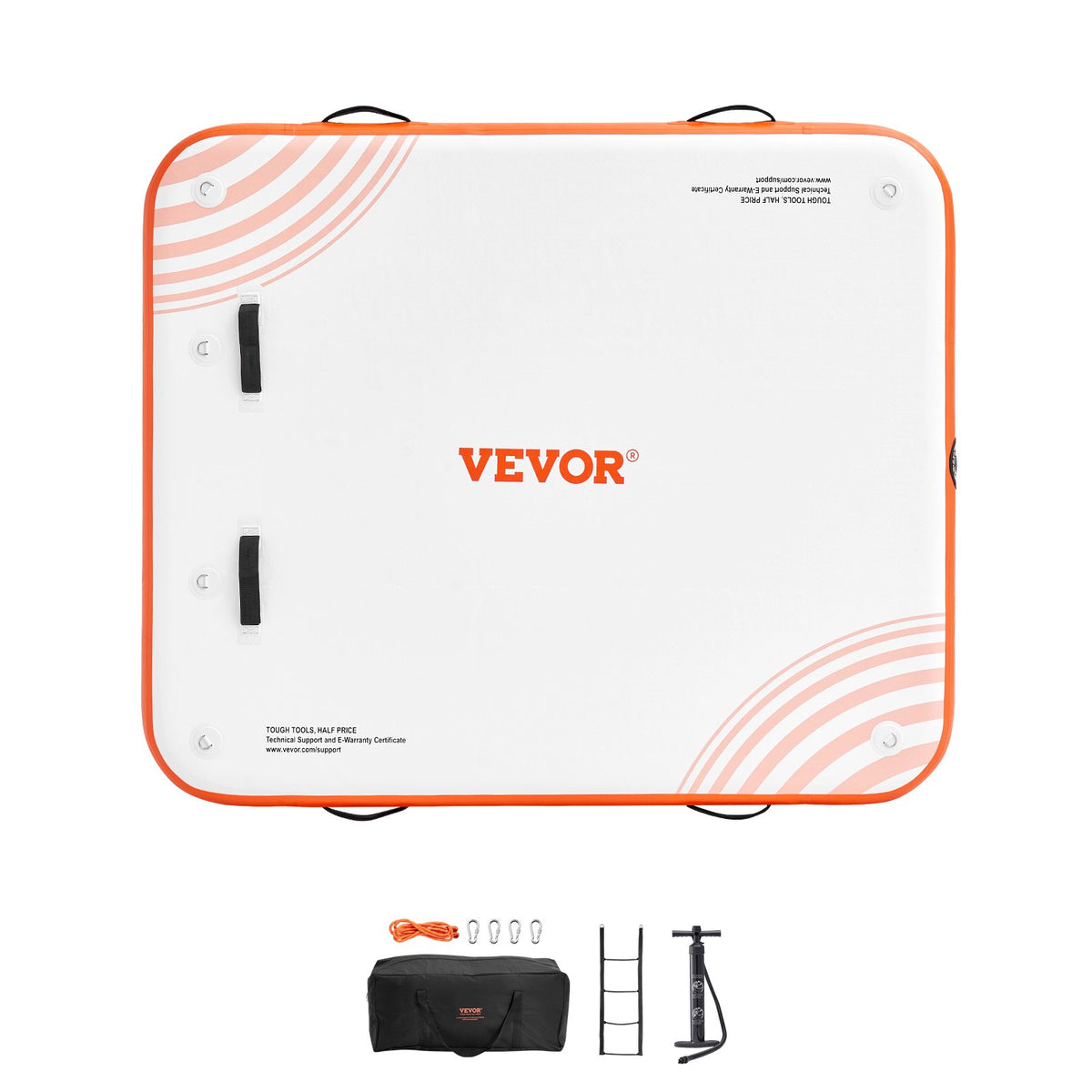 VEVOR Inflatable Floating Dock,6 x 5FT Inflatable Dock Platform,Non-Slip Water Floating Dock Mat W/Portable Carrying Bag & Detachable Ladder