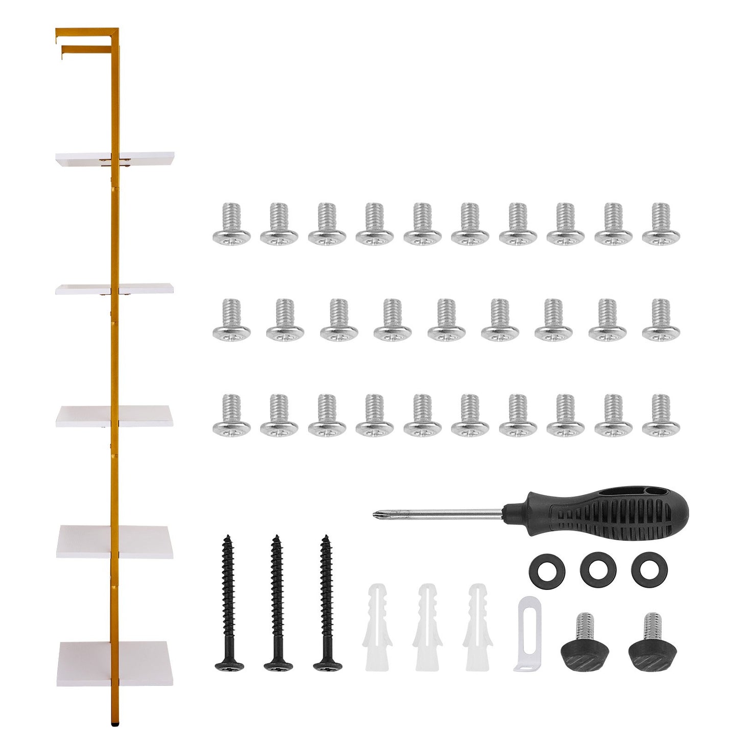 VEVOR Ladder Shelf, 5-Tier Bookshelf 15.6x11.8in, Open Wall-Mounted Ladder Shelf with Metal Frame,-$40