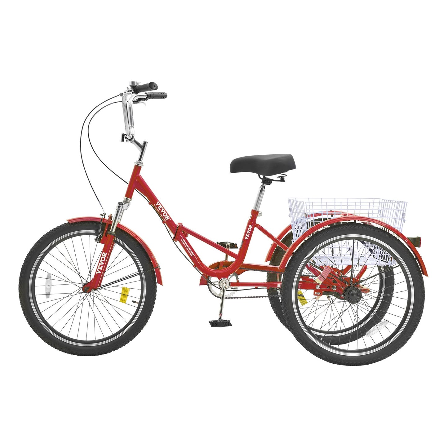 VEVOR Folding Adult Tricycle, 24-Inch Adult Folding Trikes, Carbon Steel 3 Wheel Cruiser Bike,-$250