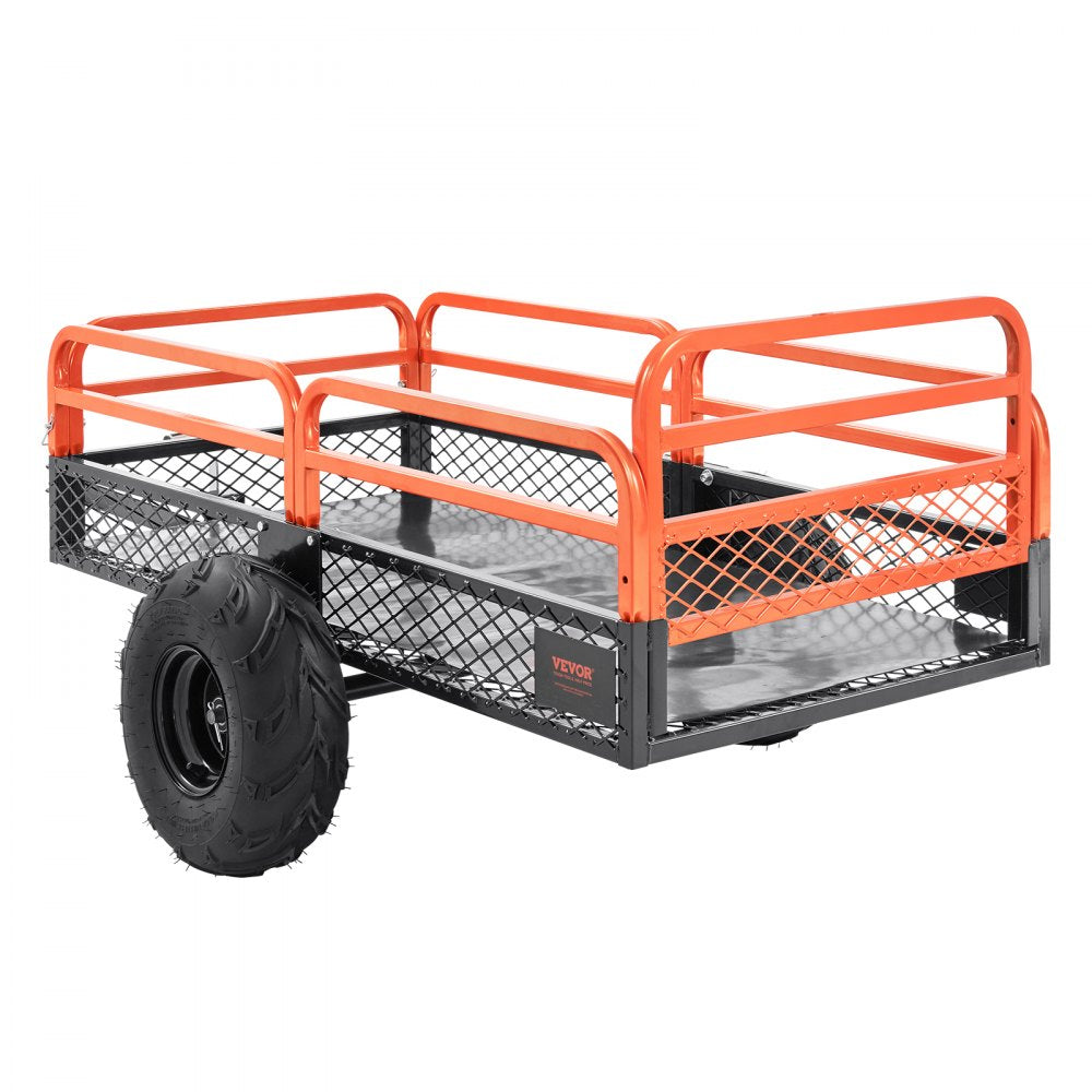 VEVOR Heavy Duty Steel ATV Dump Trailer, 1500-Pound Load Capacity 15 Cubic Feet, with Removable Sides and 2 Tires