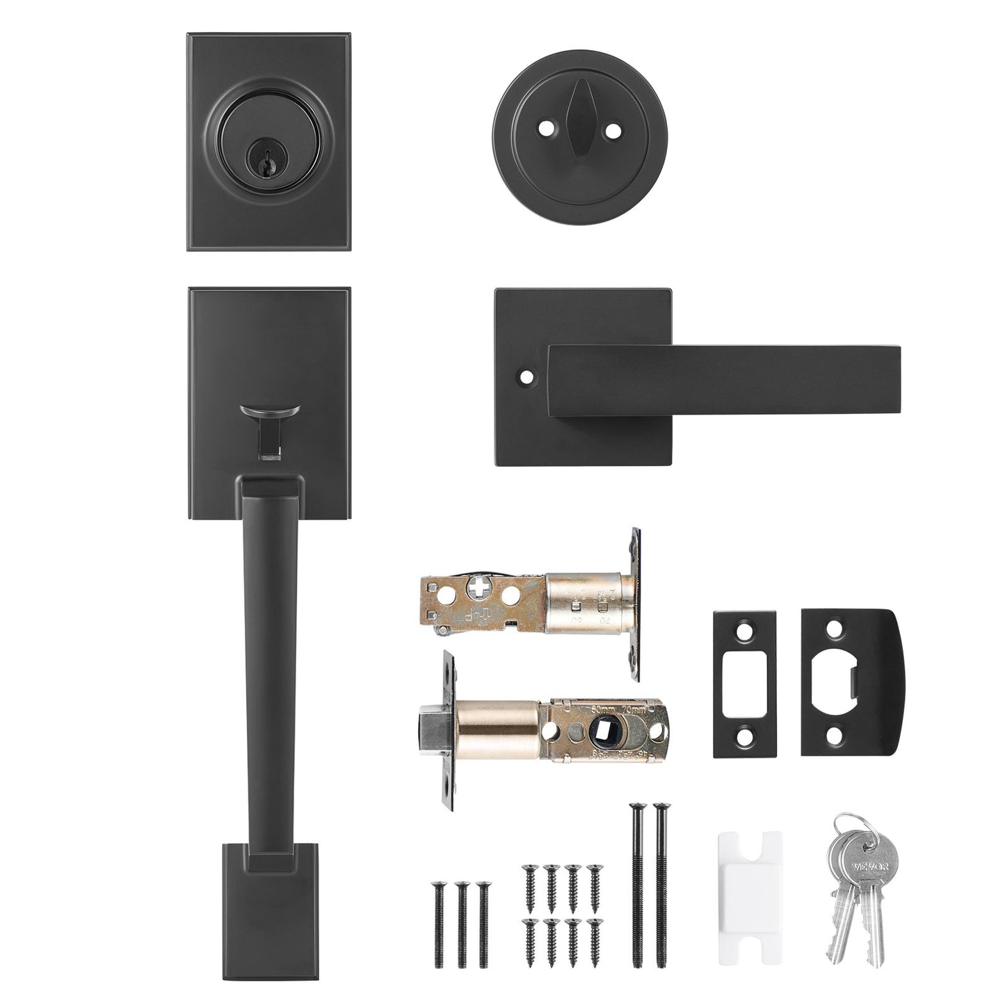 VEVOR Front Door Handle and Deadbolt Set, Square Entry Handle Set with Lever, Single Cylinder,-$35