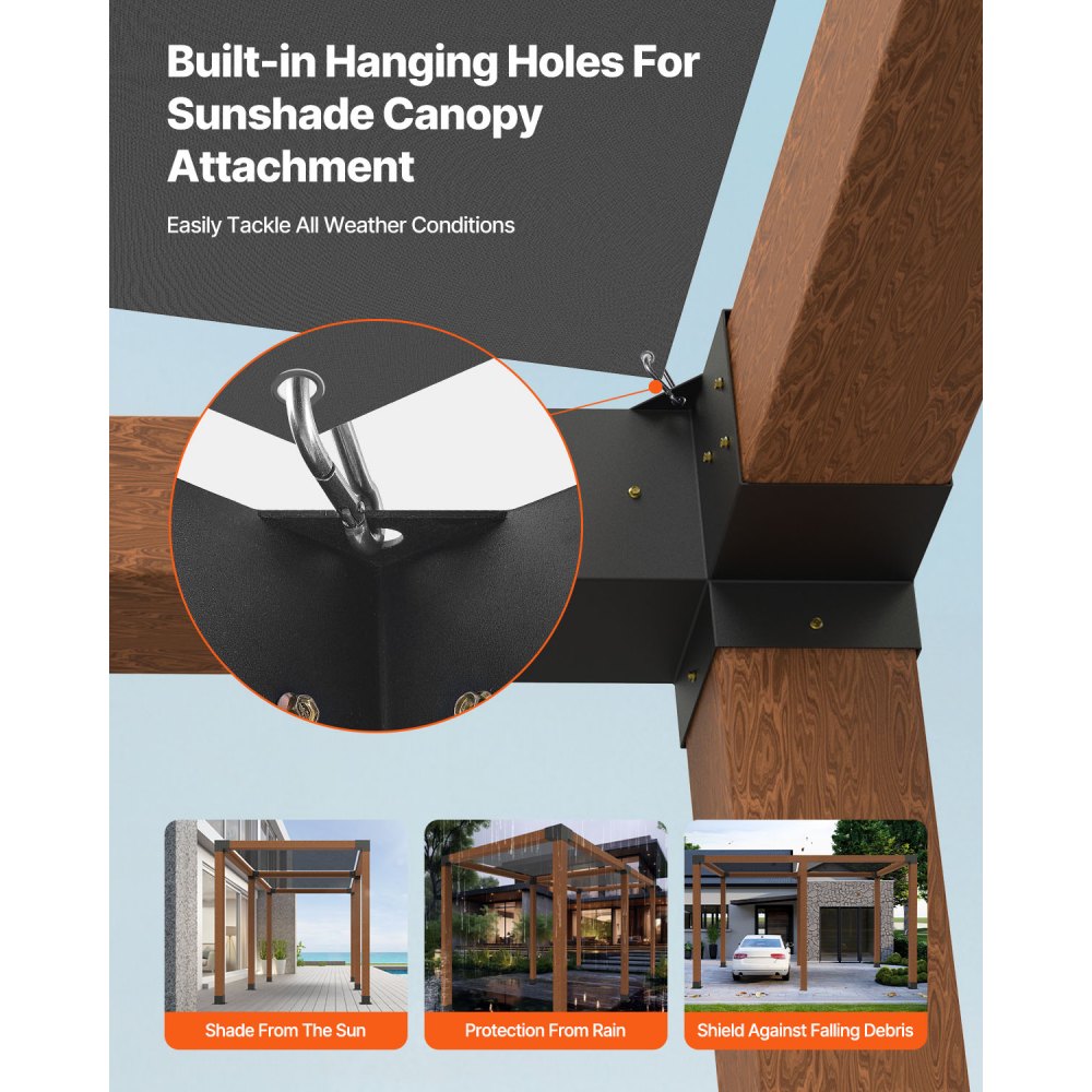 VEVOR Pergola Bracket Kit, 6x6 Inch (Inner Size 5.5x5.5), 4 Pcs 3-Way Corner Bracket,-$110