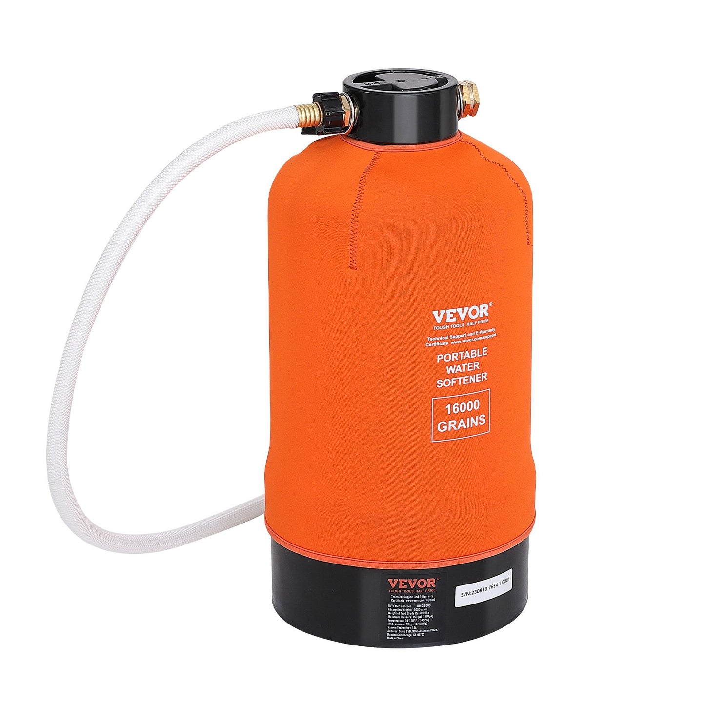 VEVOR RV Water Softener, 16,000 Grain Portable Water Softener, with 3/4" Brass Fittings and 42" Hose,-$125