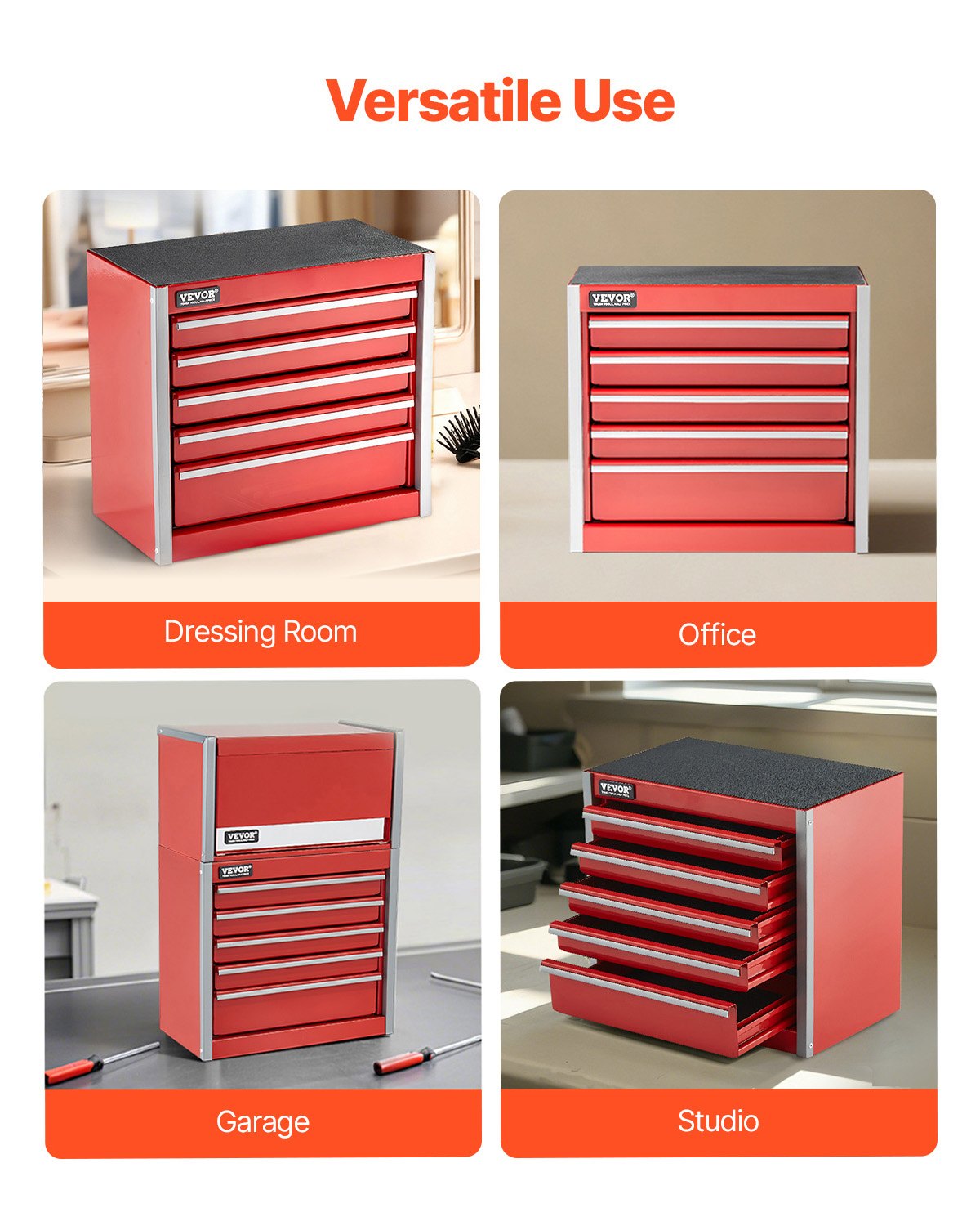 VEVOR Metal Tool Box, 8.6-inch, Portable Metal Tool Box with 5 Drawers,EVA Liners and PP Feet Pads,-$30