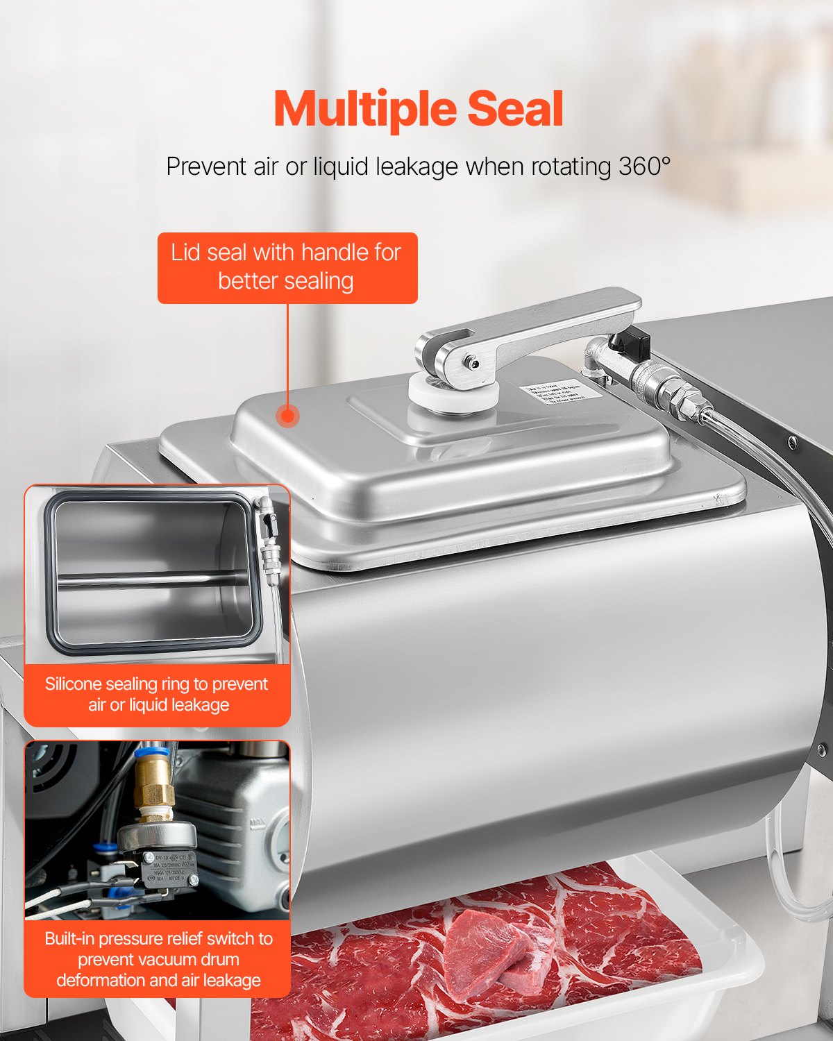 VEVOR Commercial Meat Tumbler Marinator, 20L Vacuum Tumbler Marinating Machine w/Bidirectional,-$340